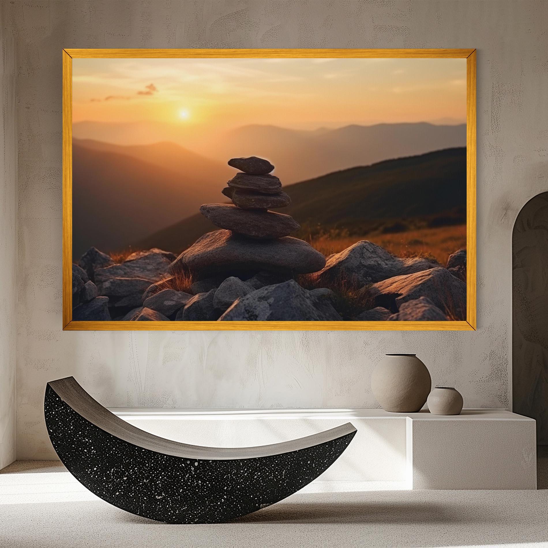 Leinwandbild Nature Sunset Stones mockup 8