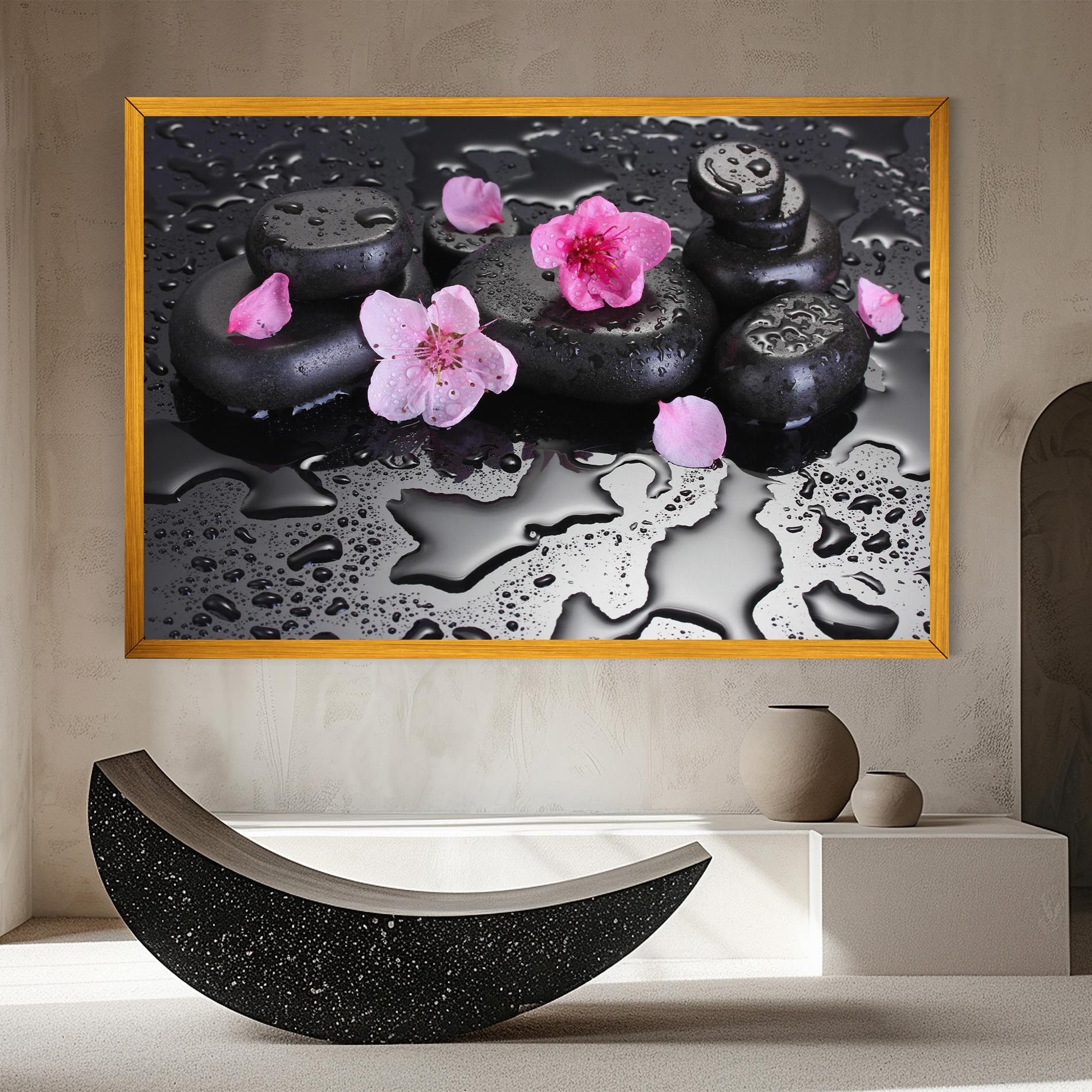 Pink Flowers Stones mockup 8
