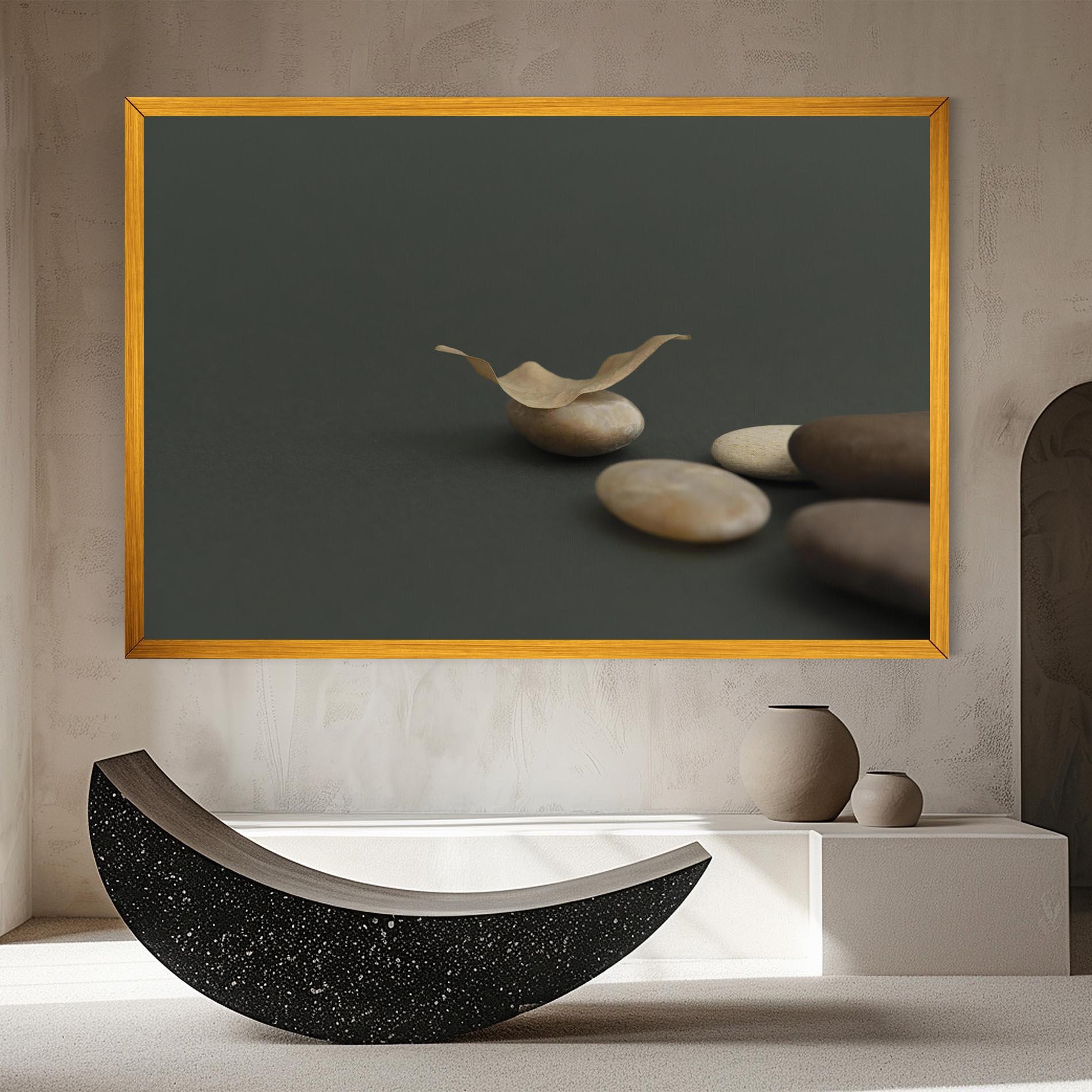 Leinwandbild Zen Stones On Green mockup 8