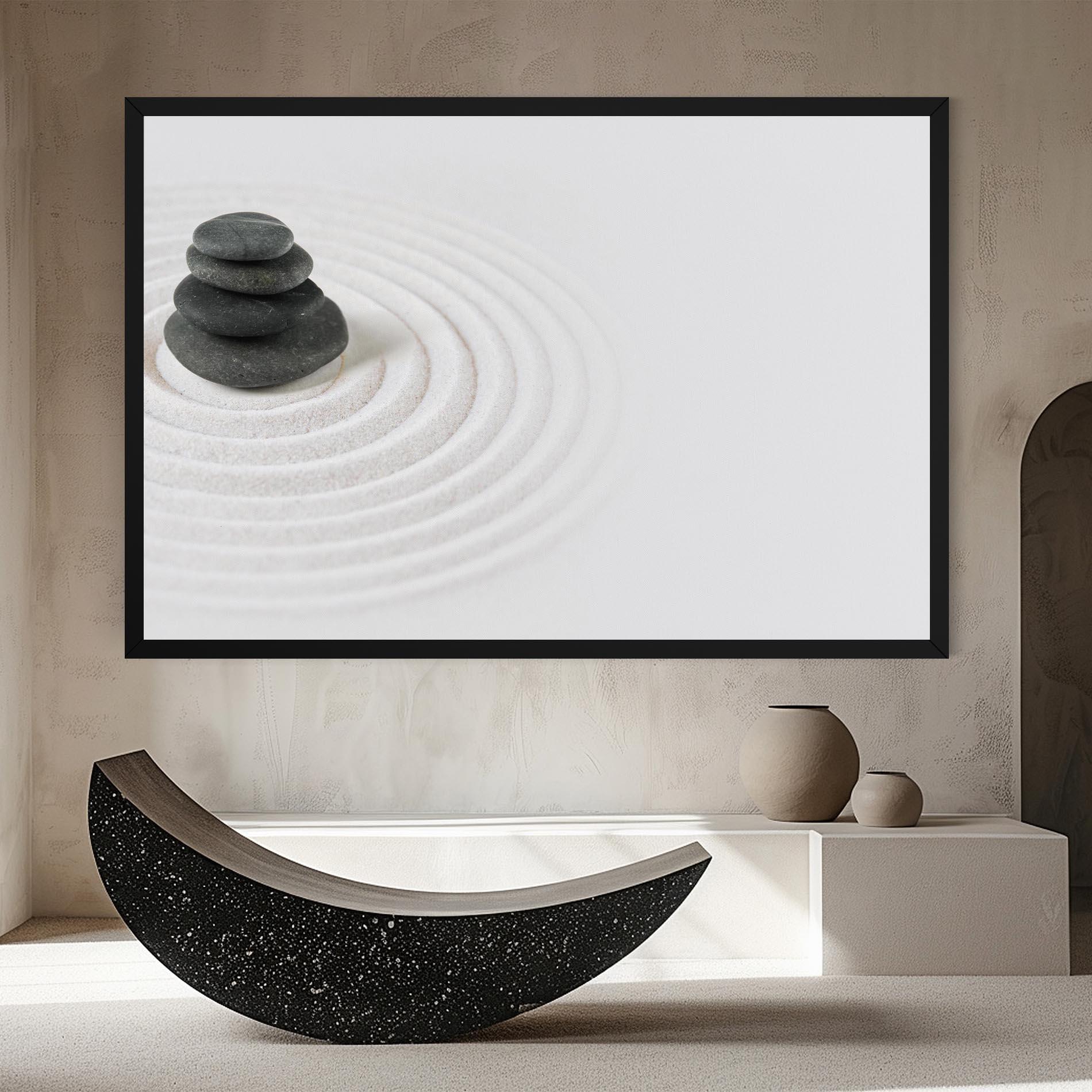 Leinwandbild Black Stones Sand mockup 8