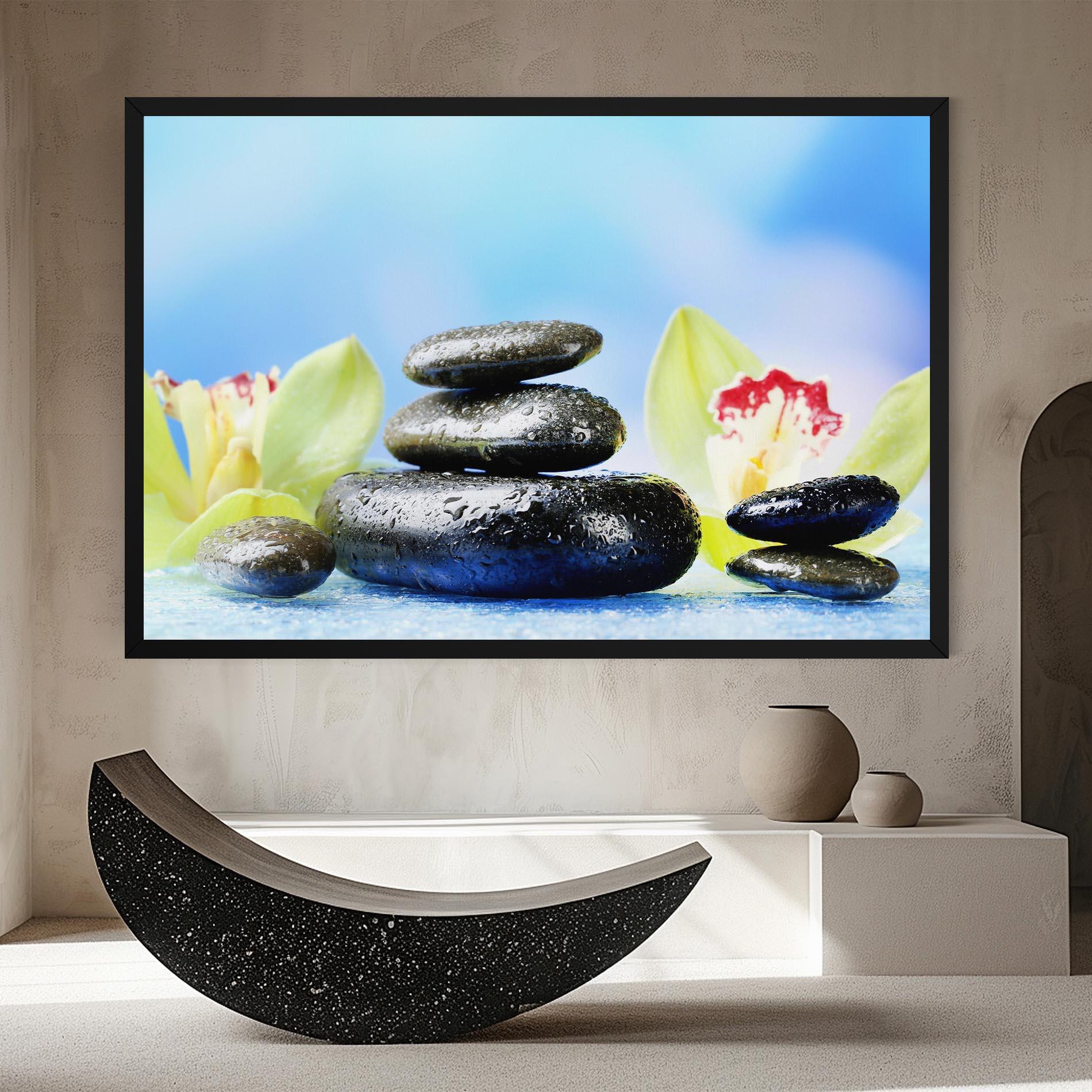 Leinwandbild Blooming Orchid Stone mockup 8