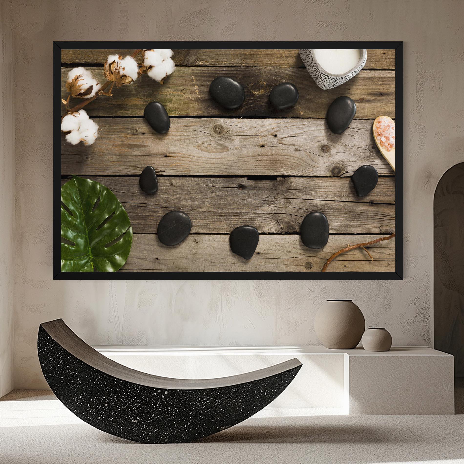 Leinwandbild Cotton Flowers Stones mockup 8