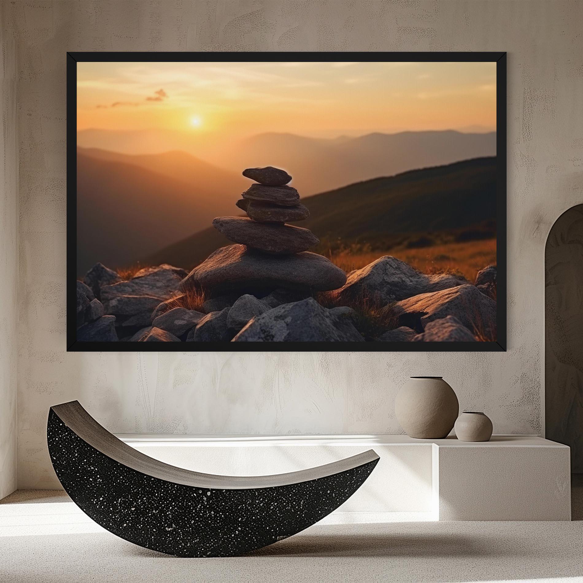 Leinwandbild Nature Sunset Stones mockup 8