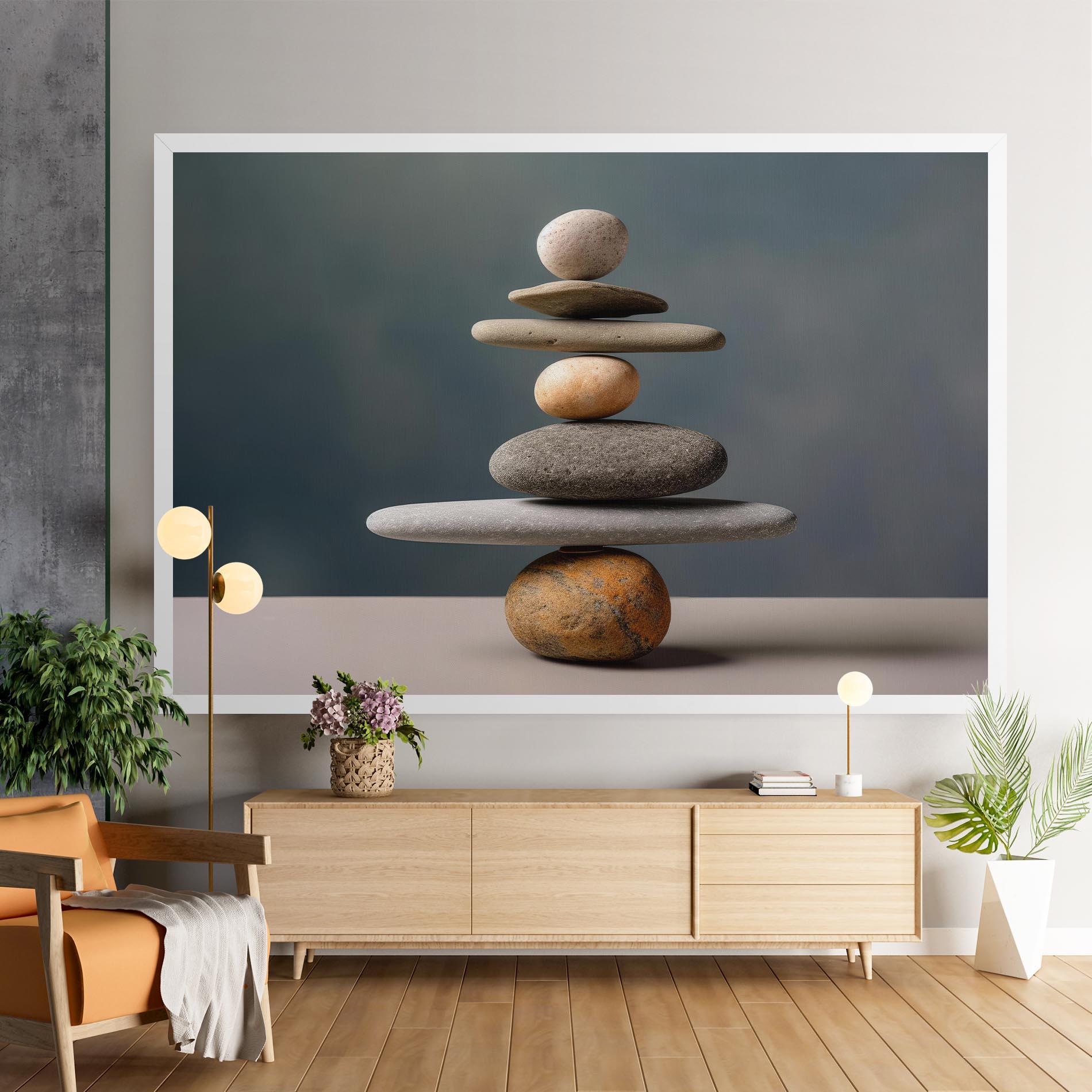 Leinwandbild Balance Pebbles Pyramid mockup 9