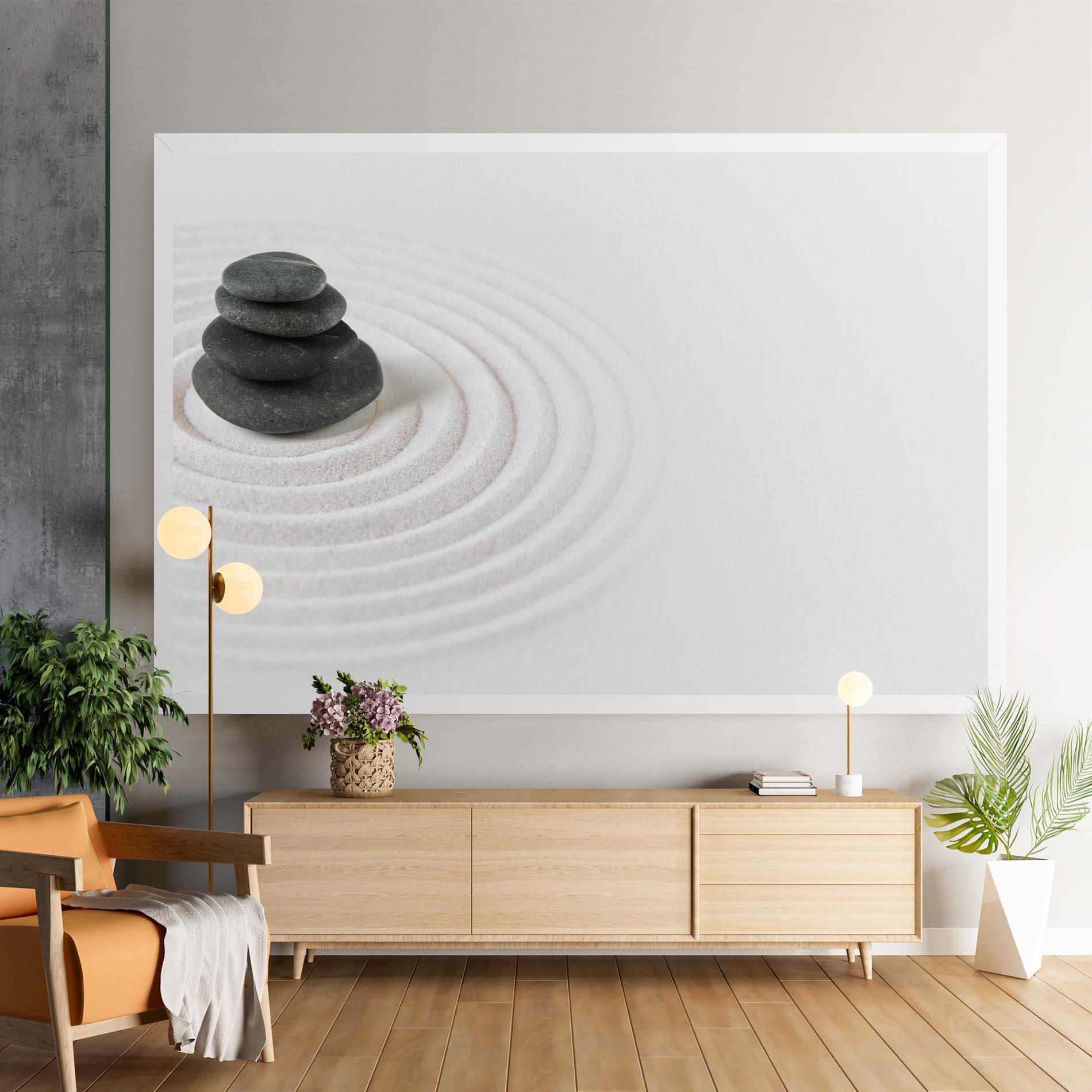 Leinwandbild Black Stones Sand mockup 9