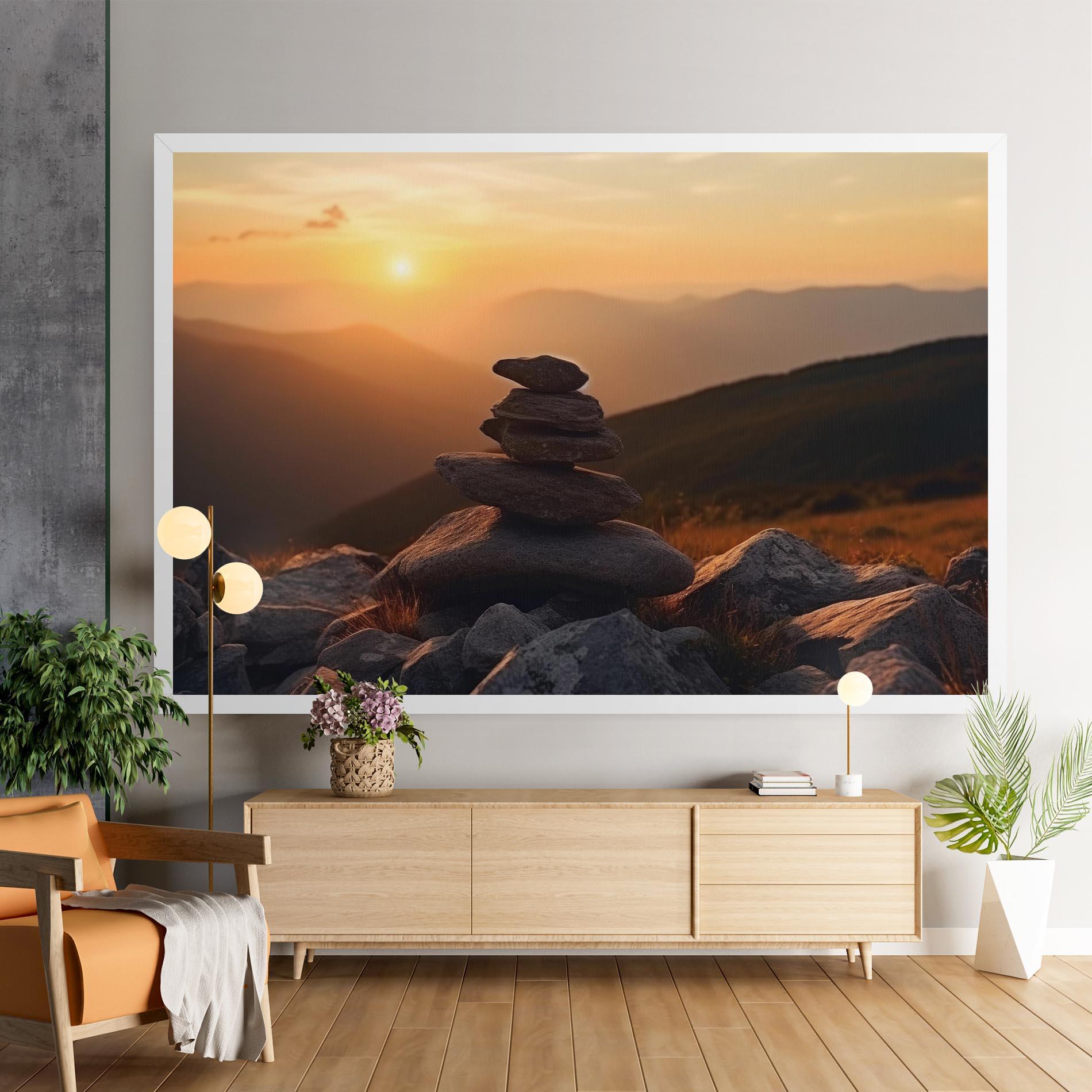 Leinwandbild Nature Sunset Stones mockup 9