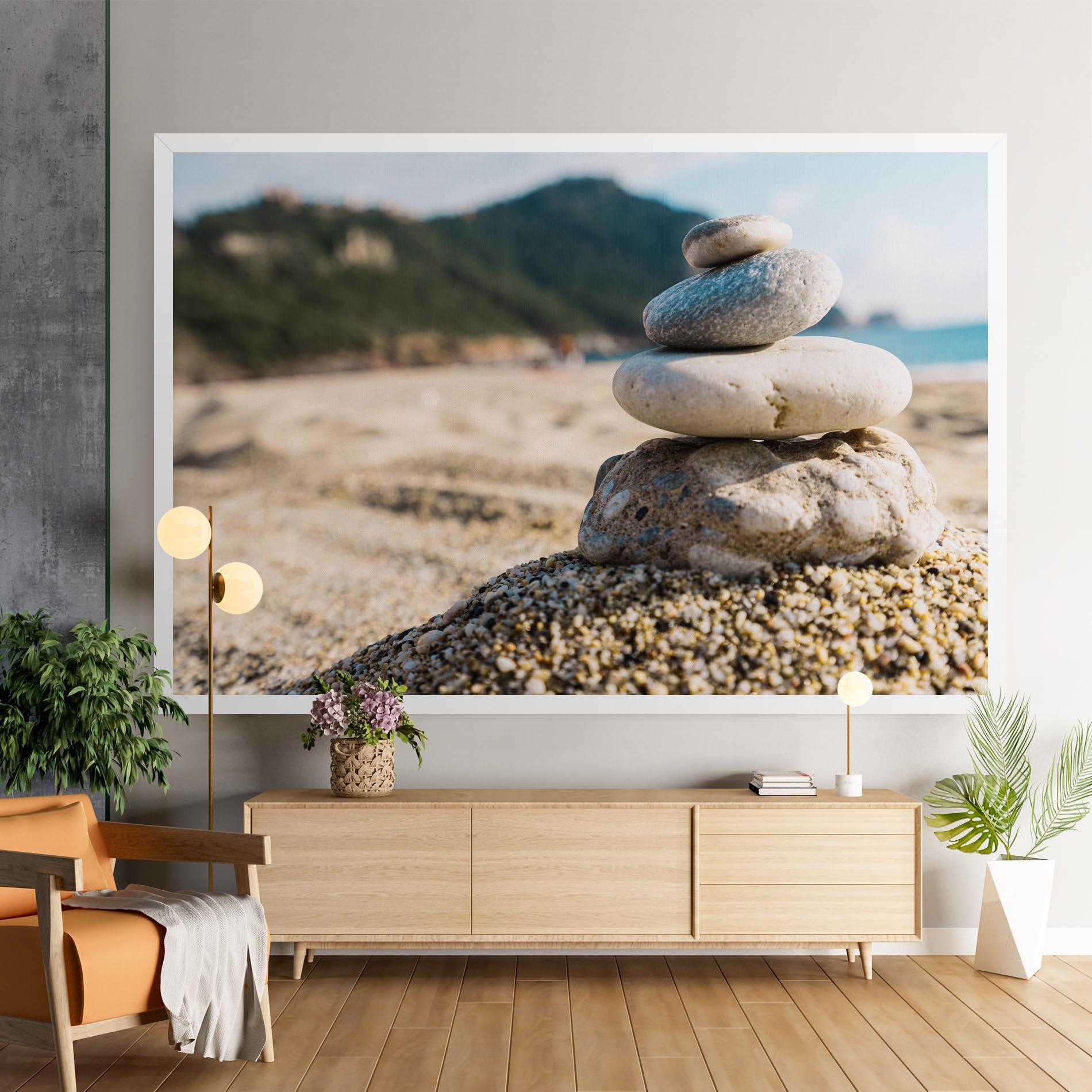 Leinwandbild Pyramid Stones Beach mockup 9