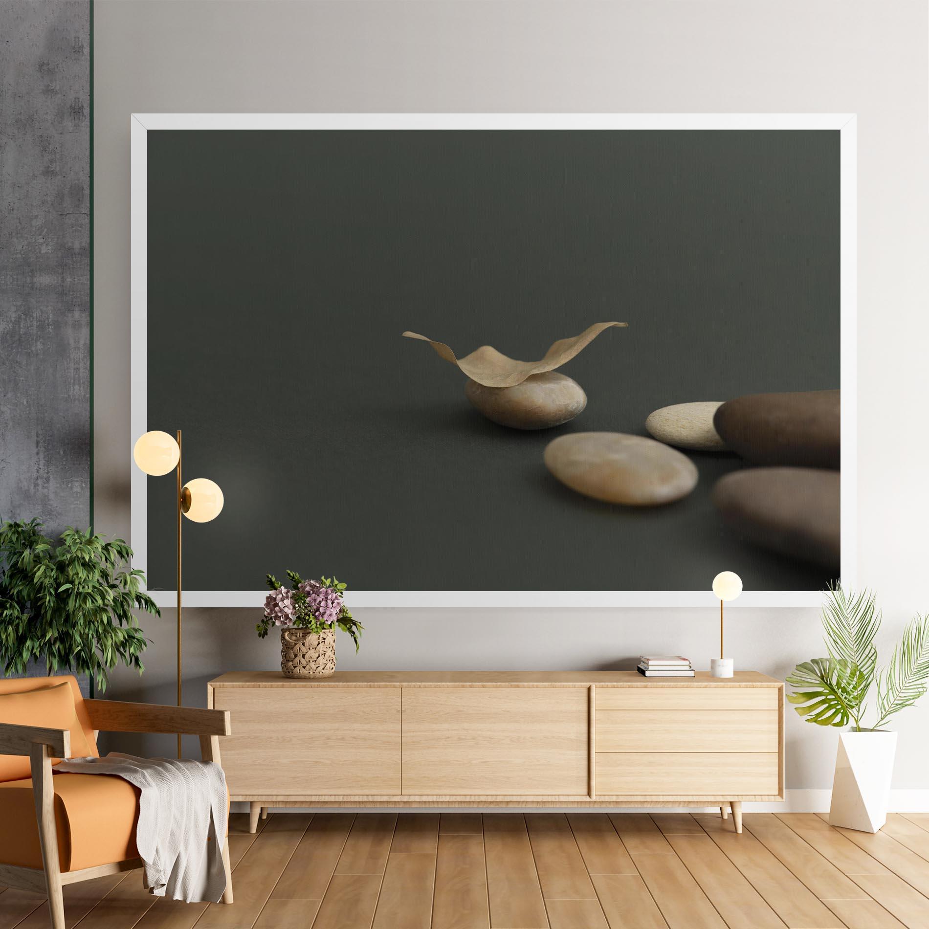 Leinwandbild Zen Stones On Green mockup 9