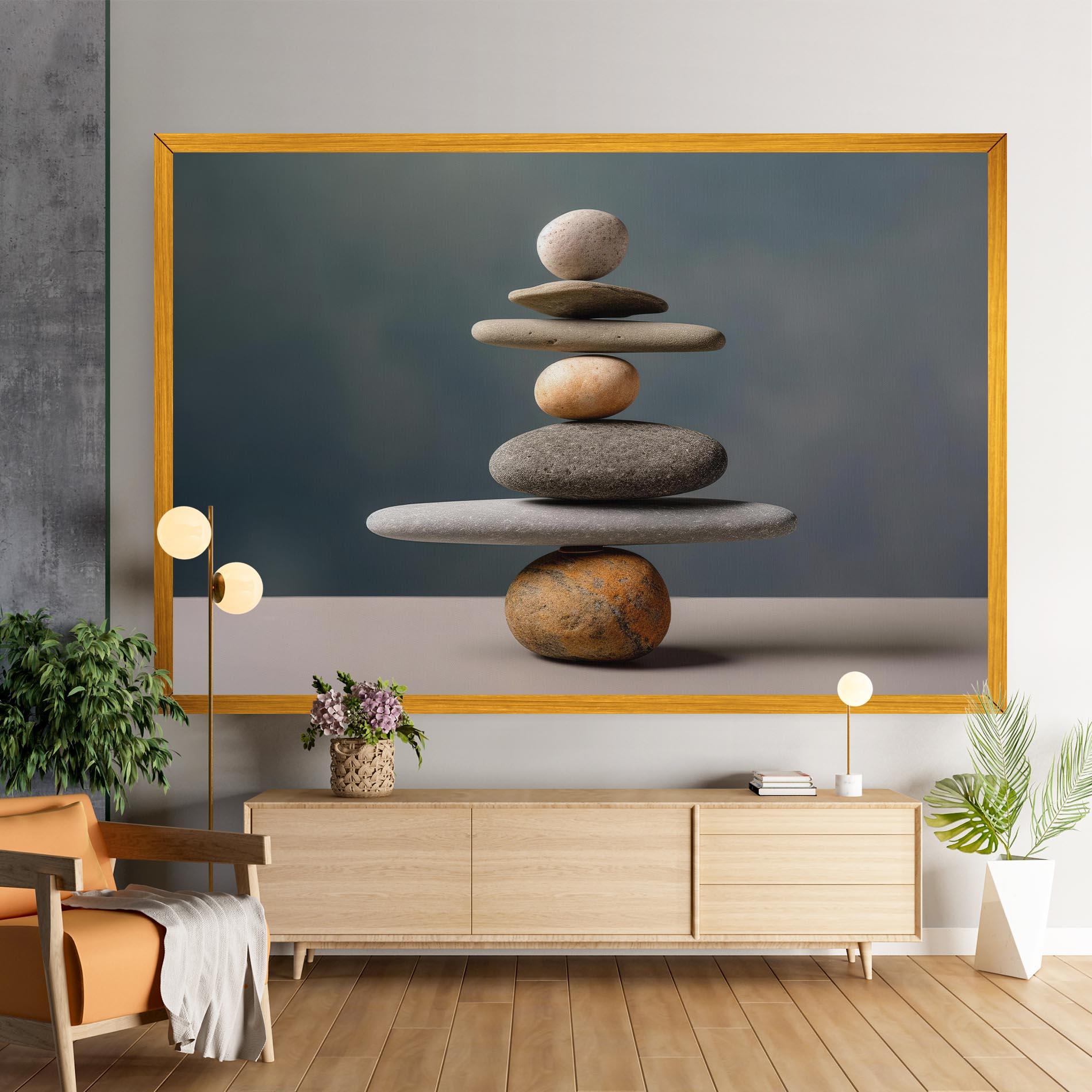 Leinwandbild Balance Pebbles Pyramid mockup 9