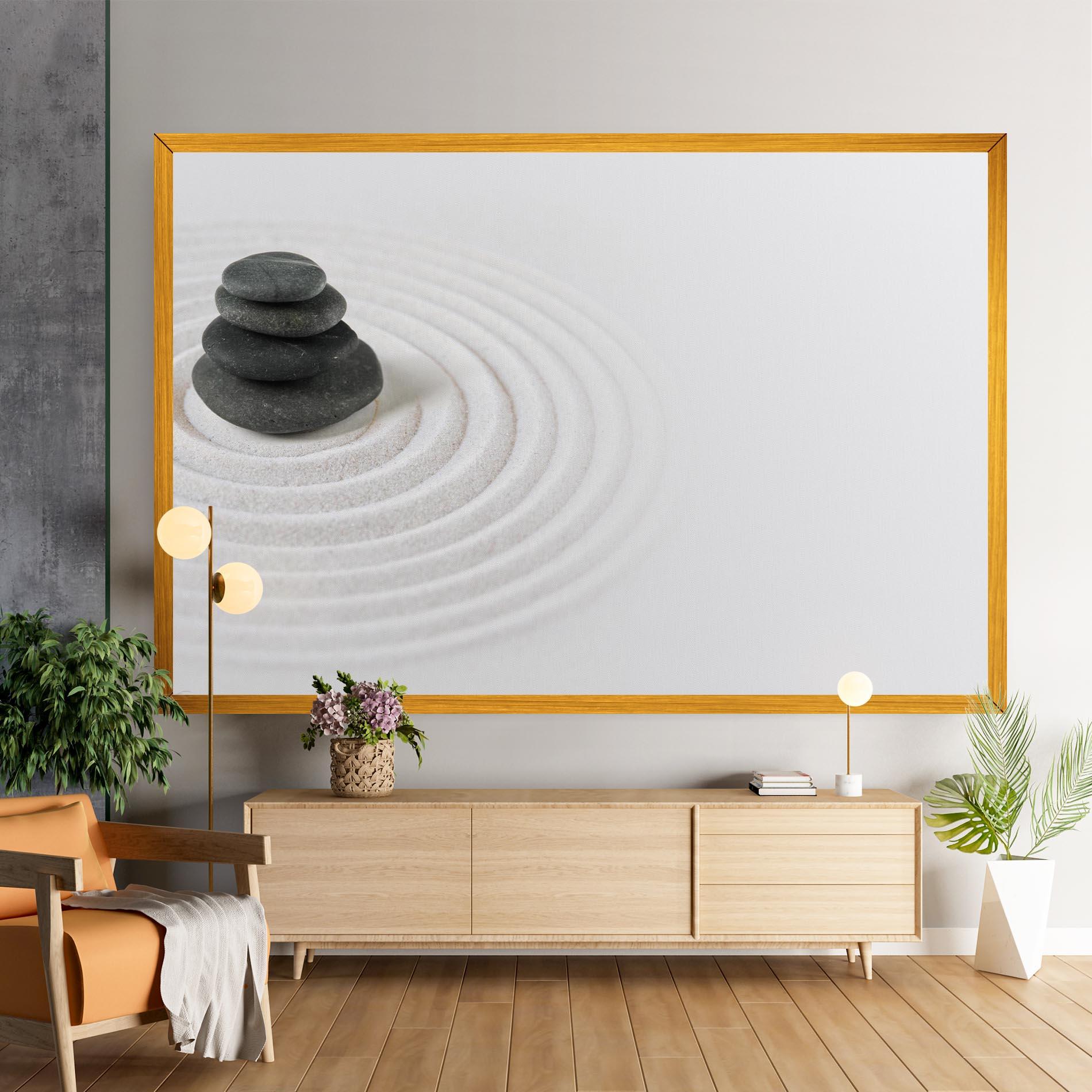 Leinwandbild Black Stones Sand mockup 9