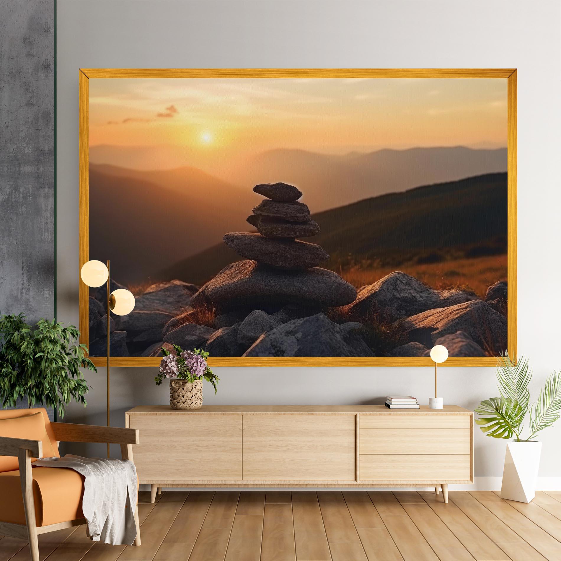 Leinwandbild Nature Sunset Stones mockup 9