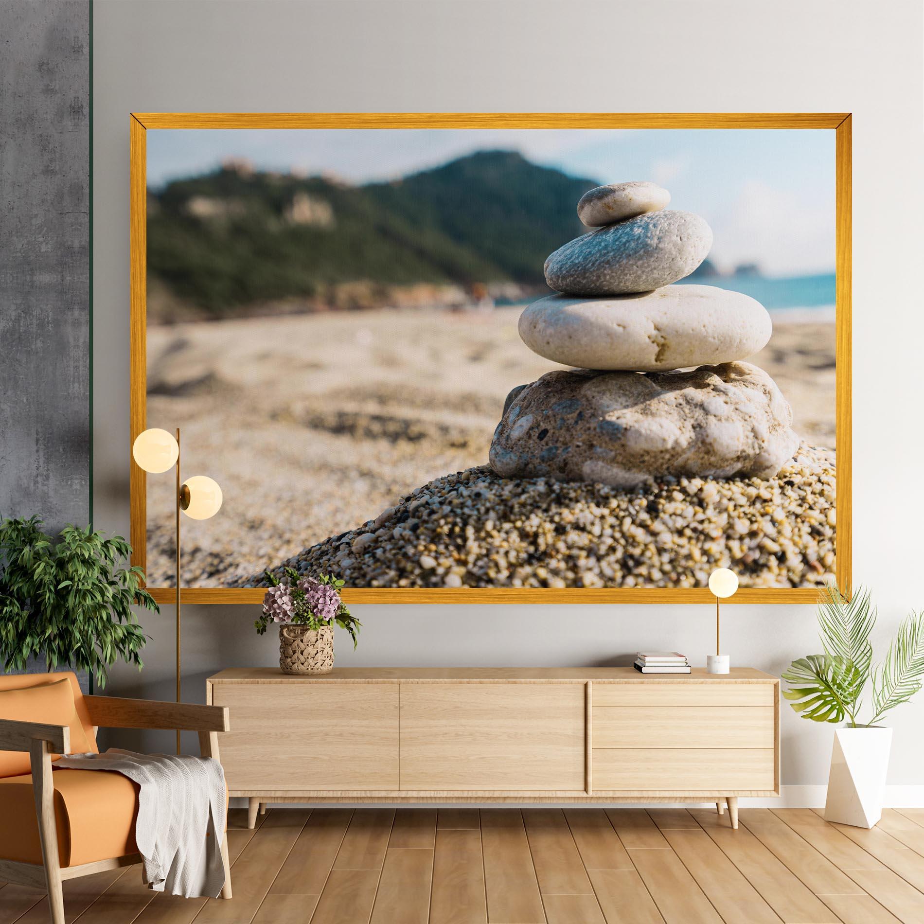 Leinwandbild Pyramid Stones Beach mockup 9