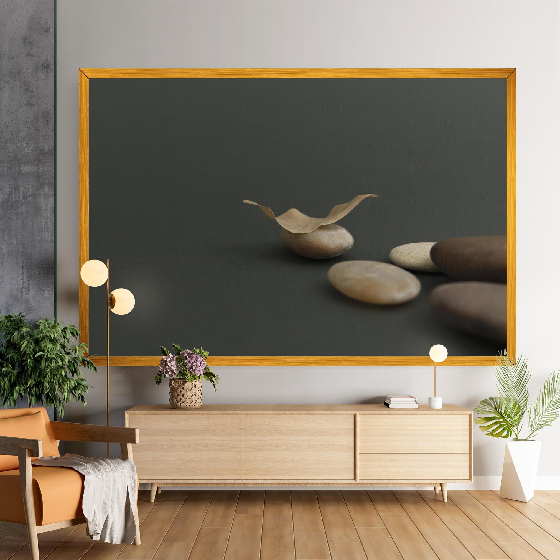 Leinwandbild Zen Stones On Green mockup 9