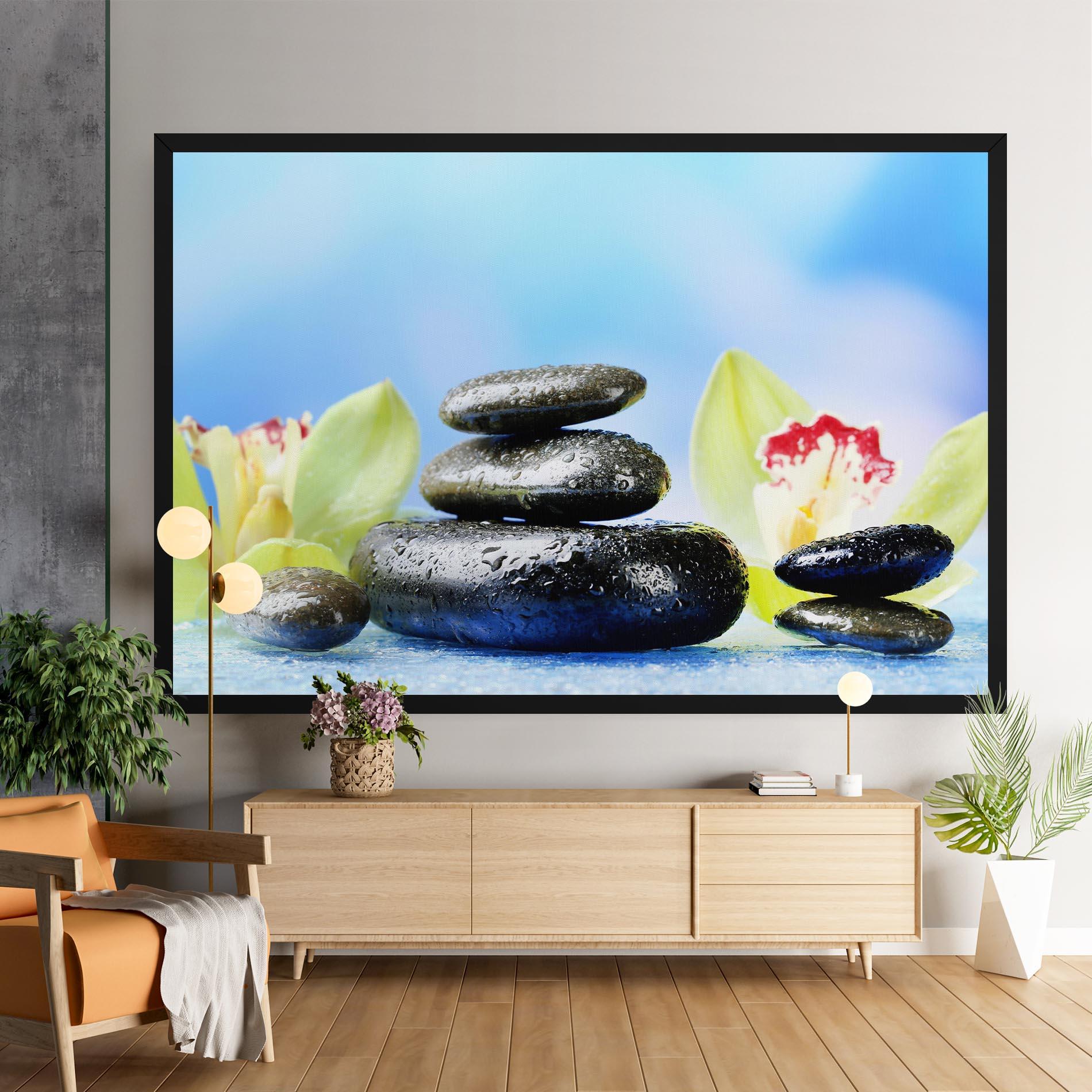 Leinwandbild Blooming Orchid Stone mockup 9