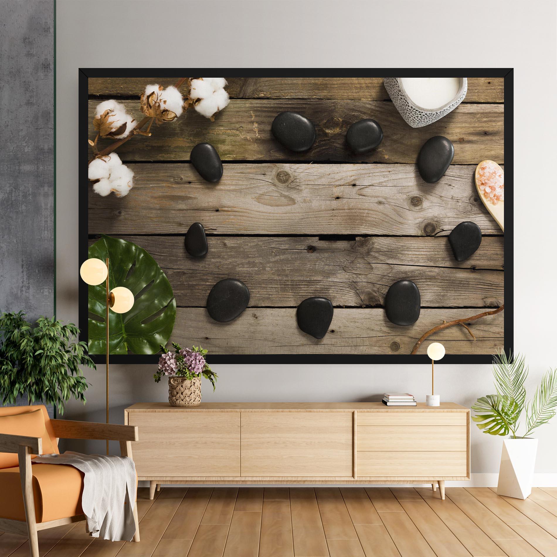 Leinwandbild Cotton Flowers Stones mockup 9