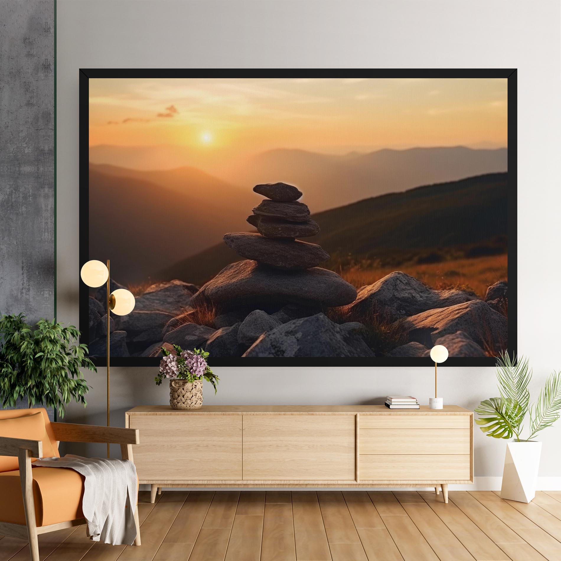 Leinwandbild Nature Sunset Stones mockup 9