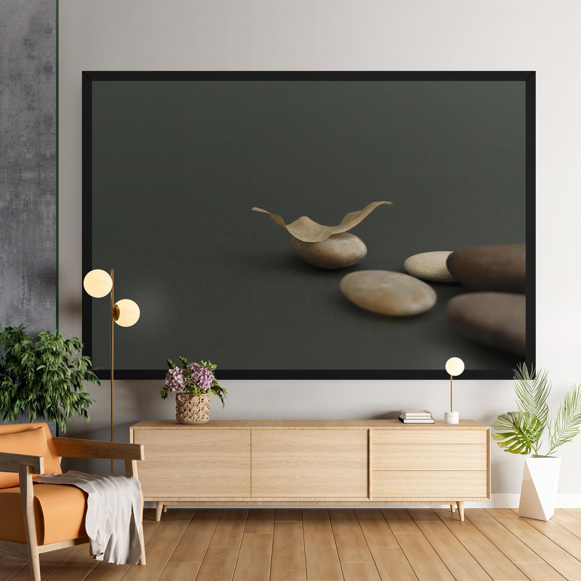 Leinwandbild Zen Stones On Green mockup 9