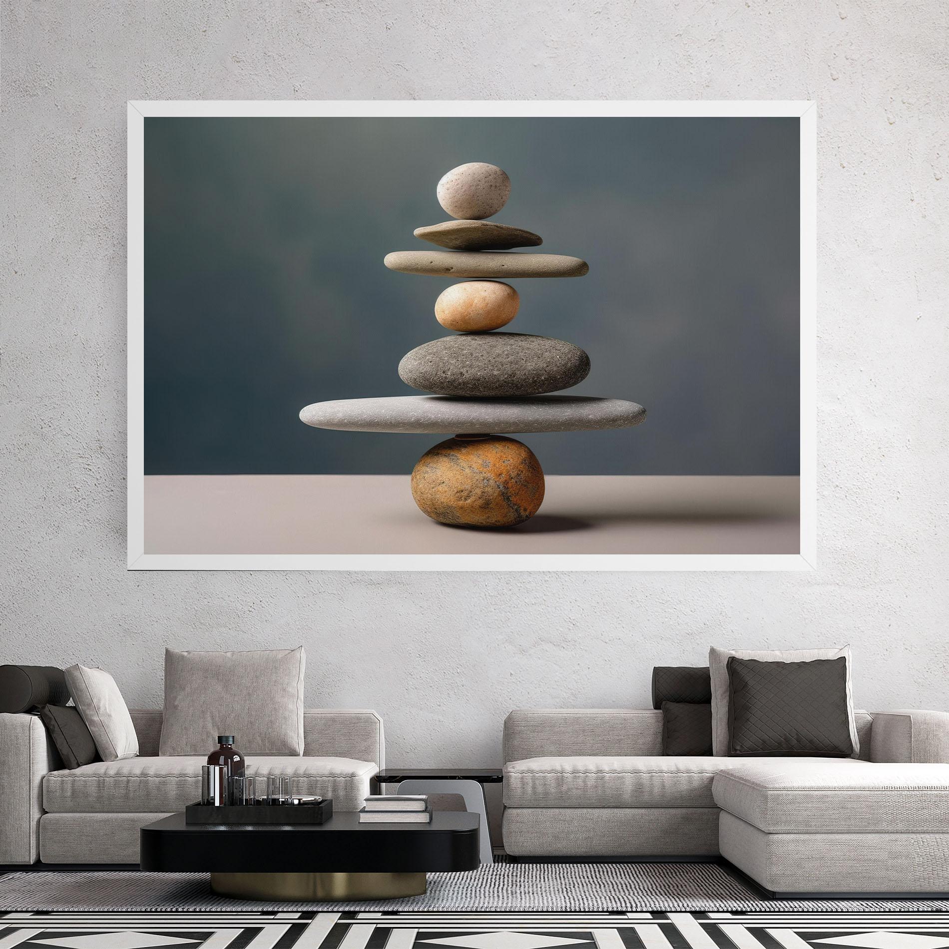 Leinwandbild Balance Pebbles Pyramid mockup 2