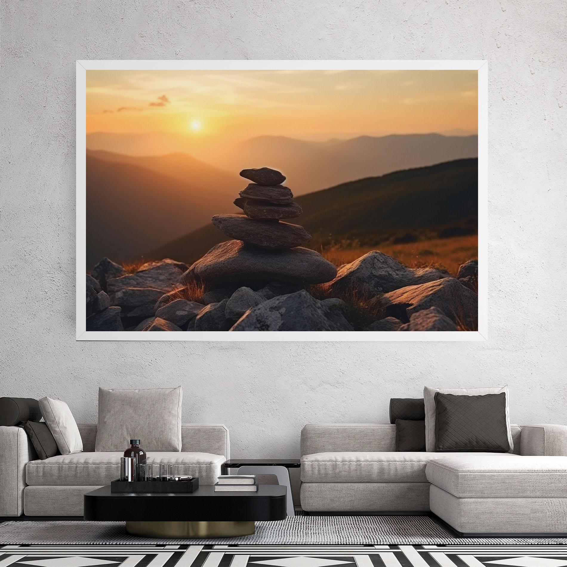 Leinwandbild Nature Sunset Stones mockup 2
