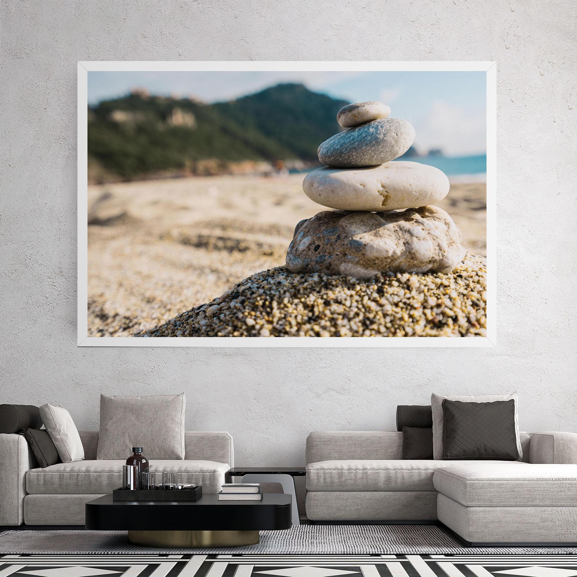 Leinwandbild Pyramid Stones Beach mockup 2