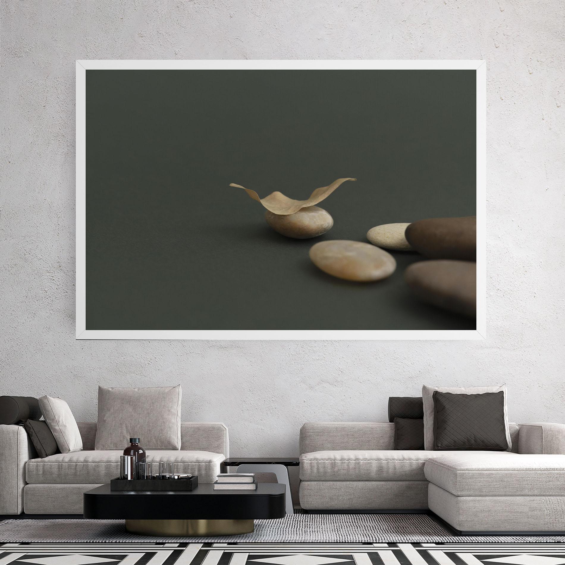 Leinwandbild Zen Stones On Green mockup 2