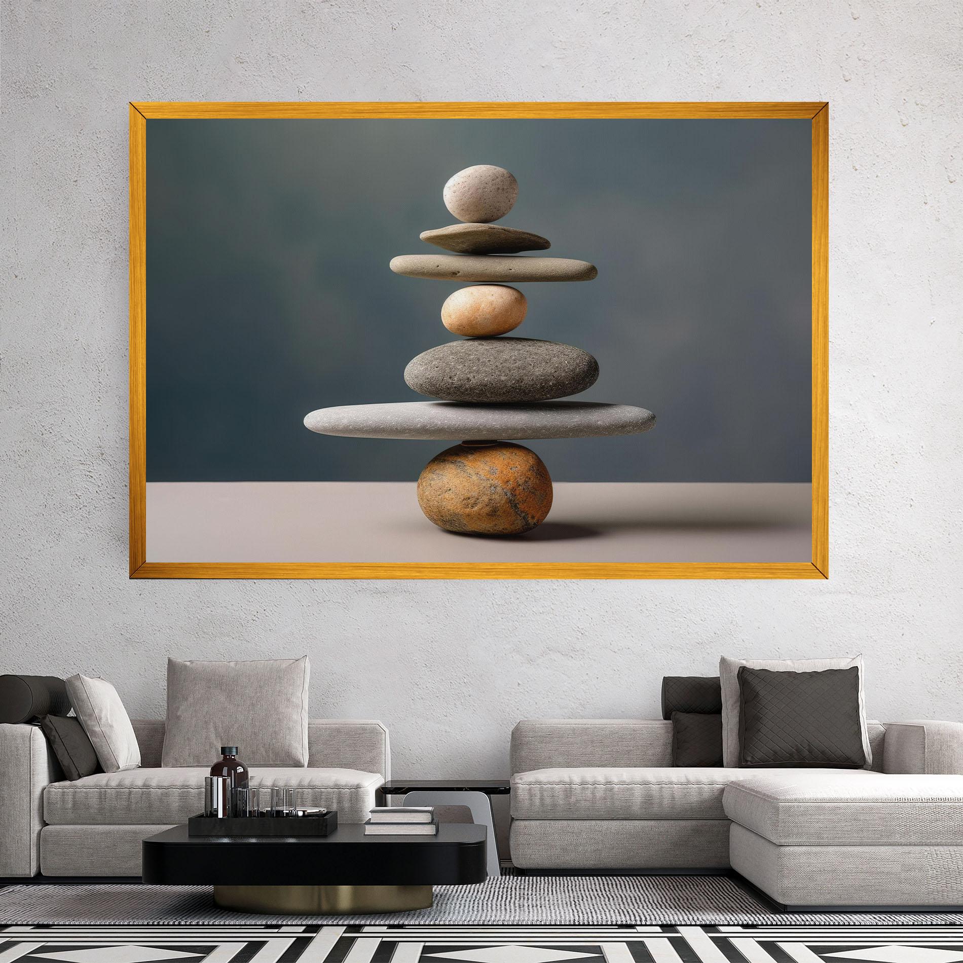 Leinwandbild Balance Pebbles Pyramid mockup 2