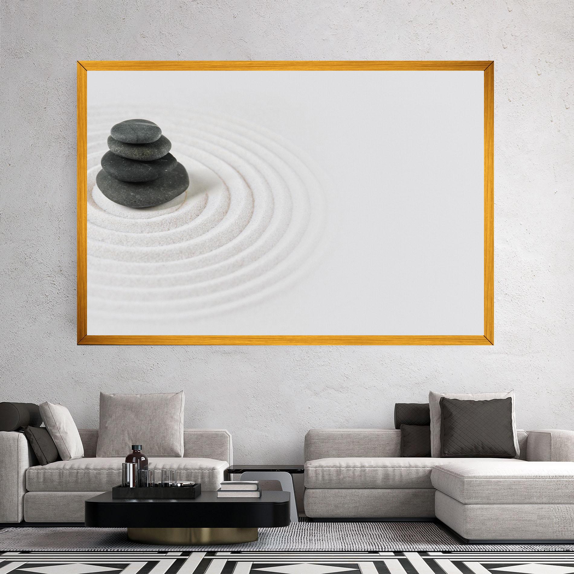 Leinwandbild Black Stones Sand mockup 2