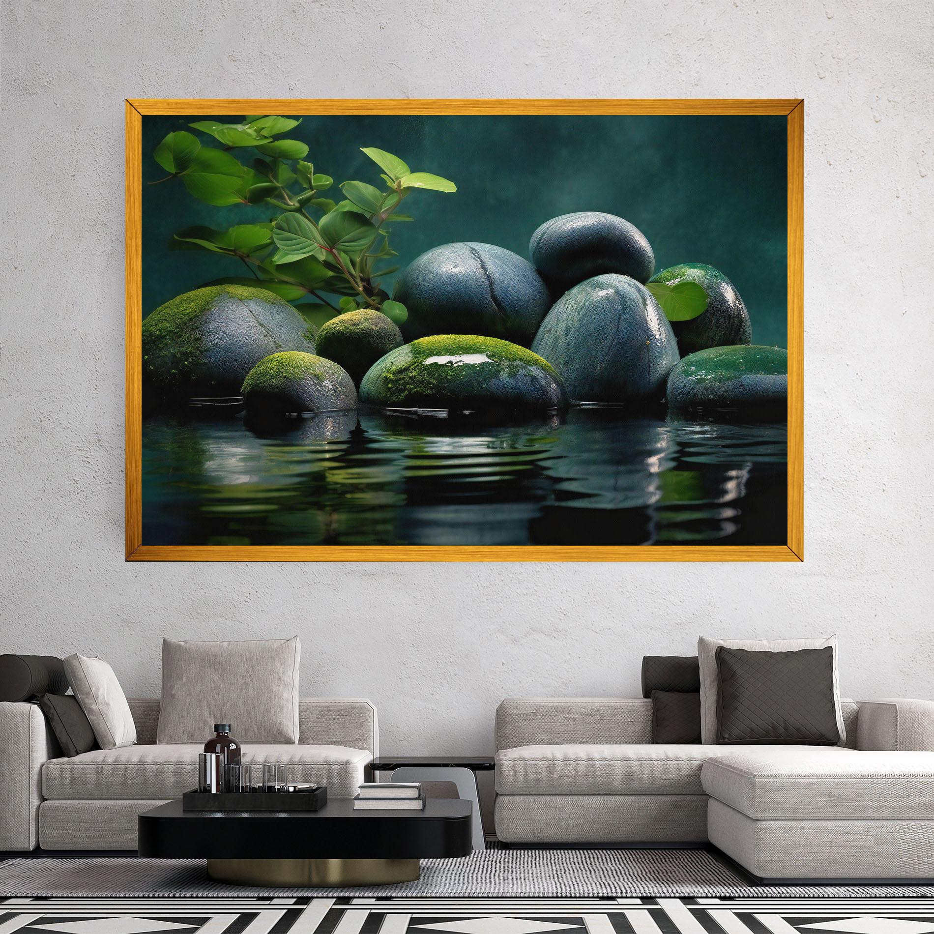 Leinwandbild Green Stone Nature mockup 2