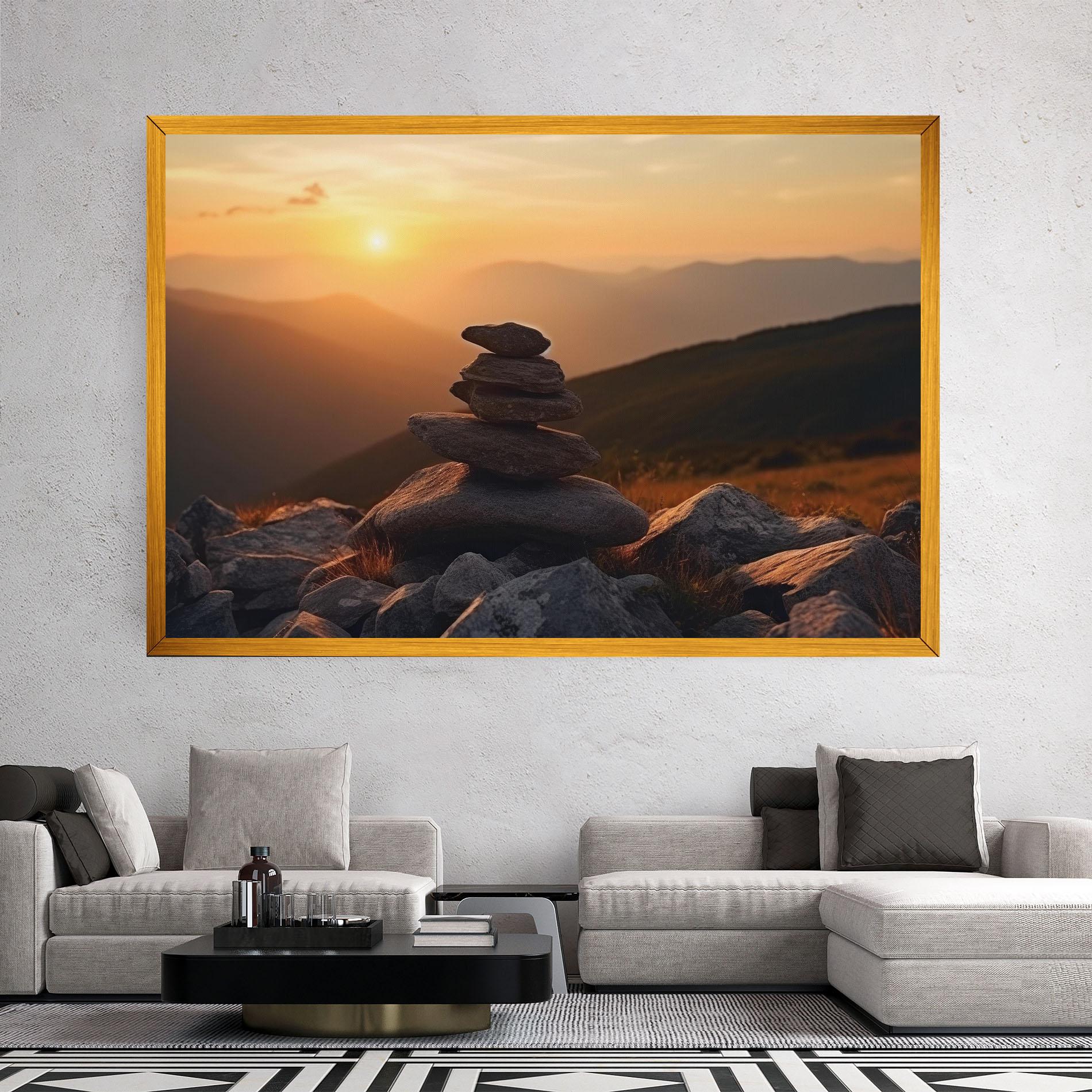 Leinwandbild Nature Sunset Stones mockup 2
