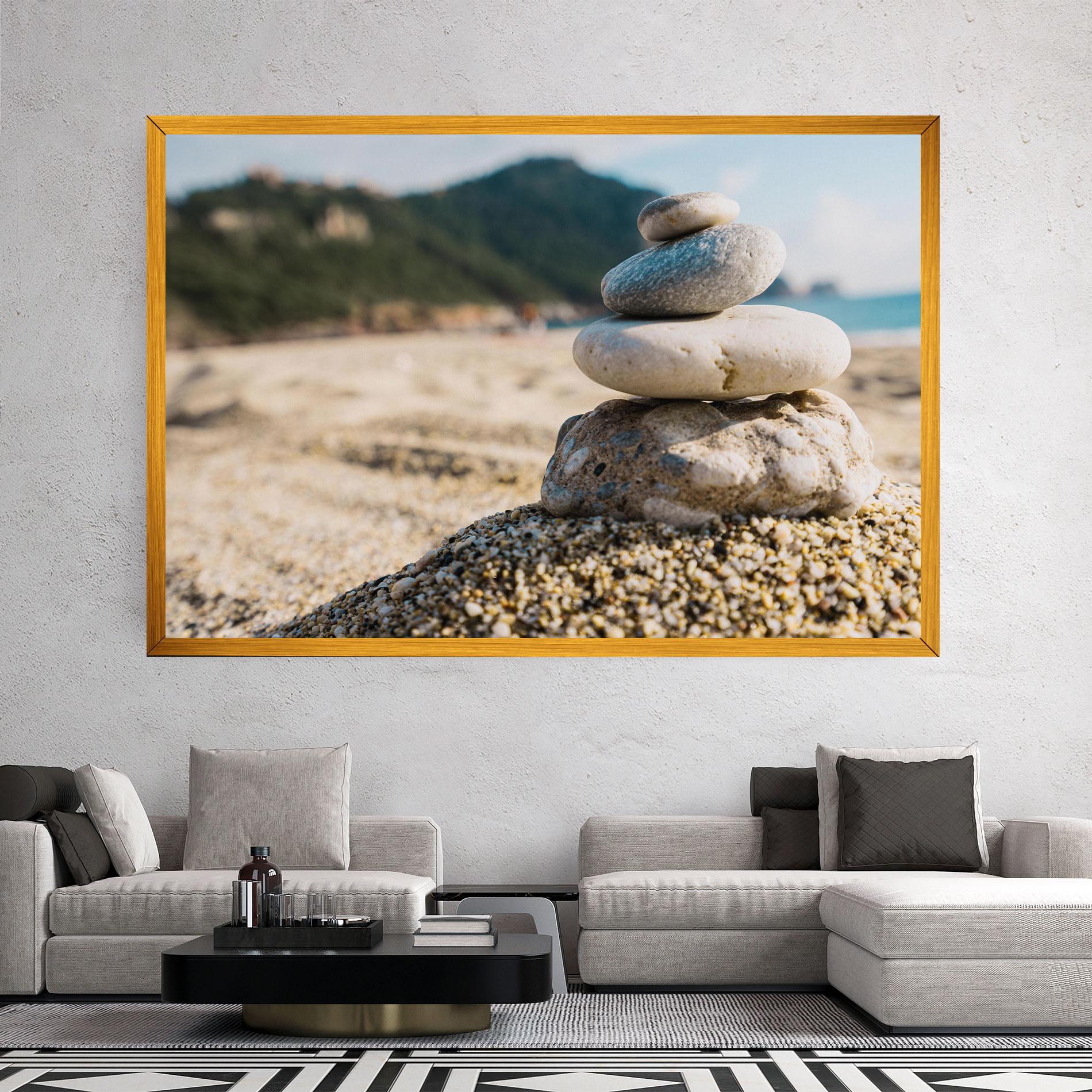Leinwandbild Pyramid Stones Beach mockup 2