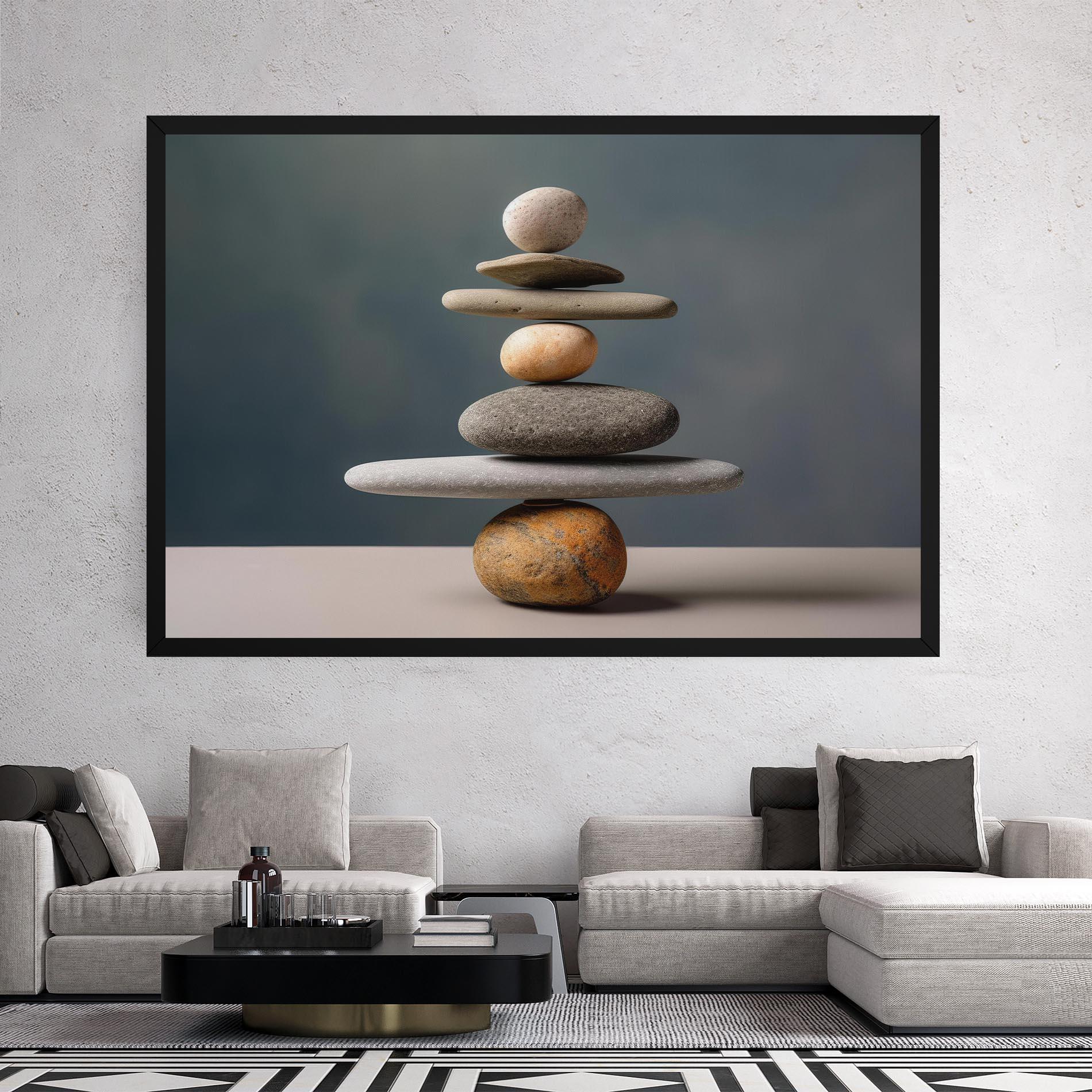 Leinwandbild Balance Pebbles Pyramid mockup 2