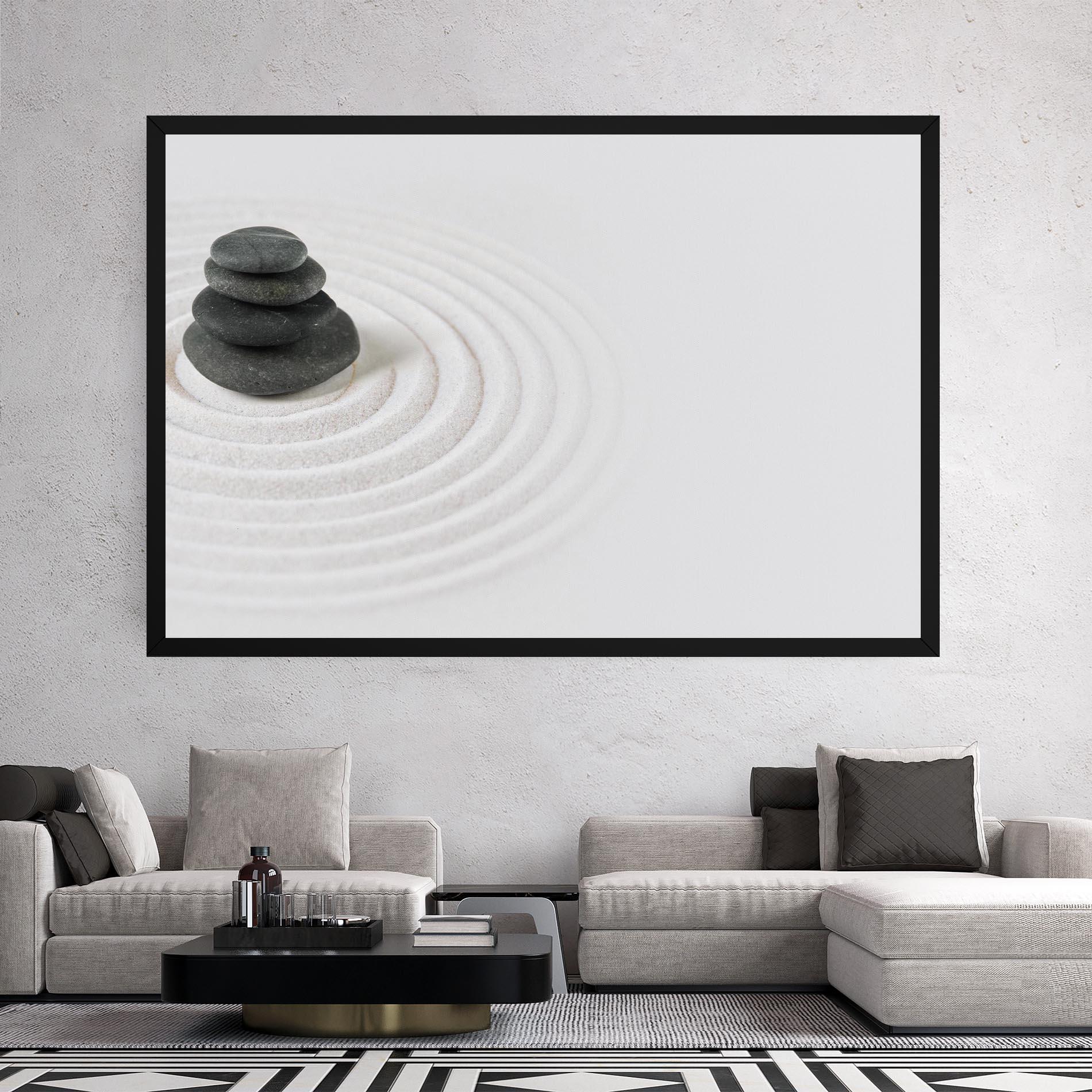Leinwandbild Black Stones Sand mockup 2