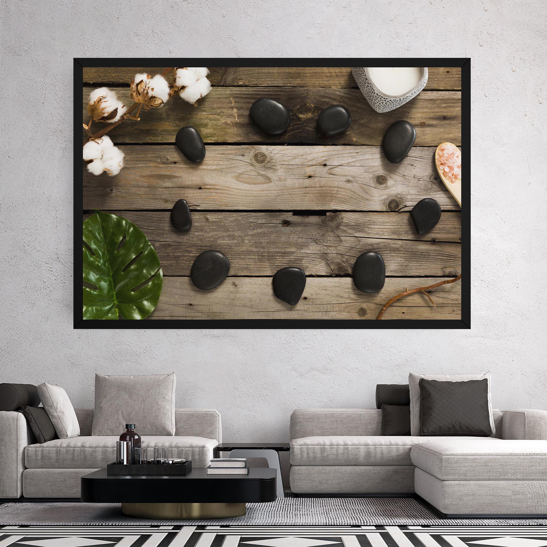 Leinwandbild Cotton Flowers Stones mockup 2
