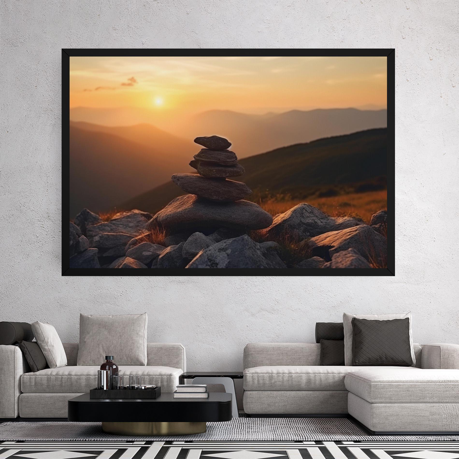 Leinwandbild Nature Sunset Stones mockup 2
