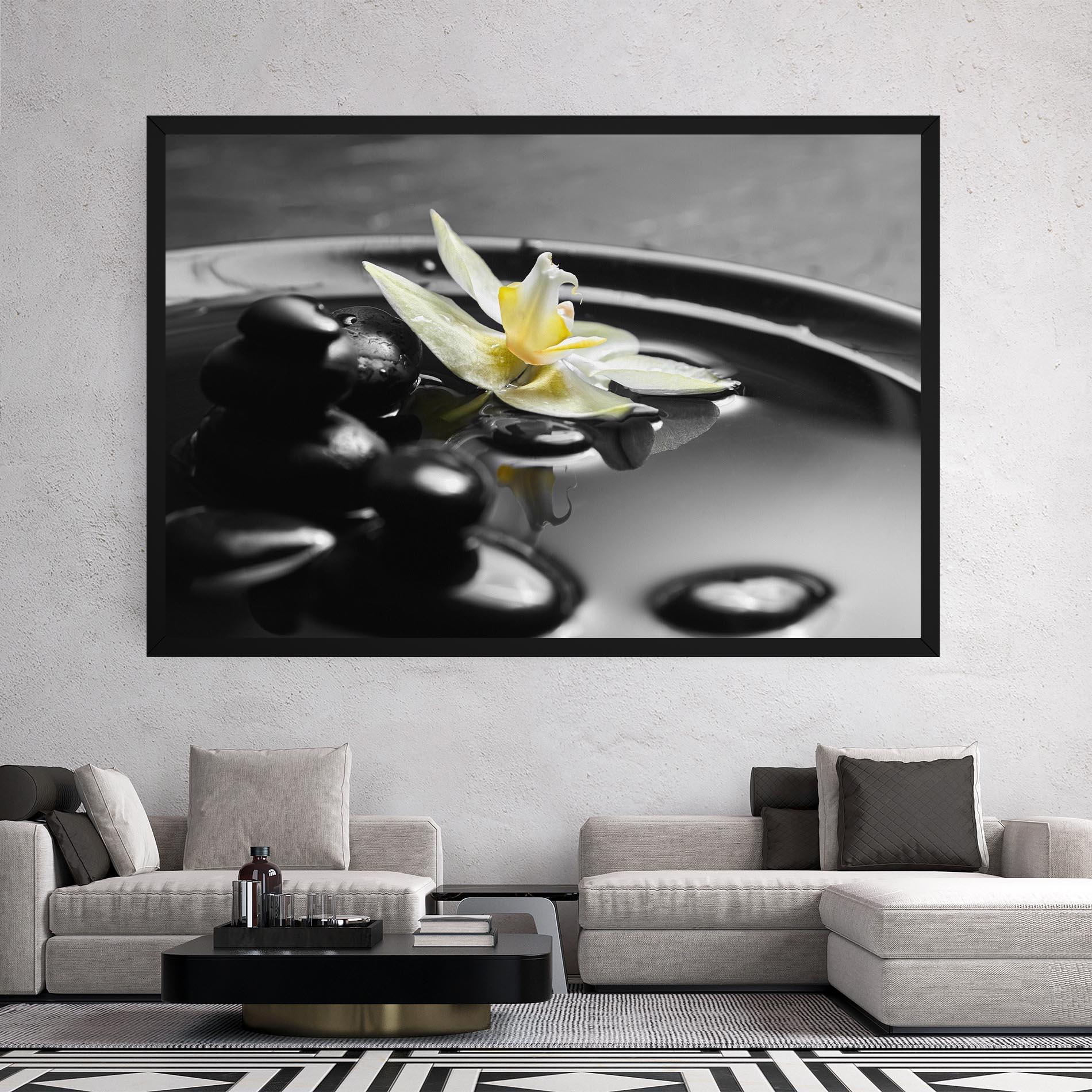 Leinwandbild Pebbles Yellow Flower mockup 2