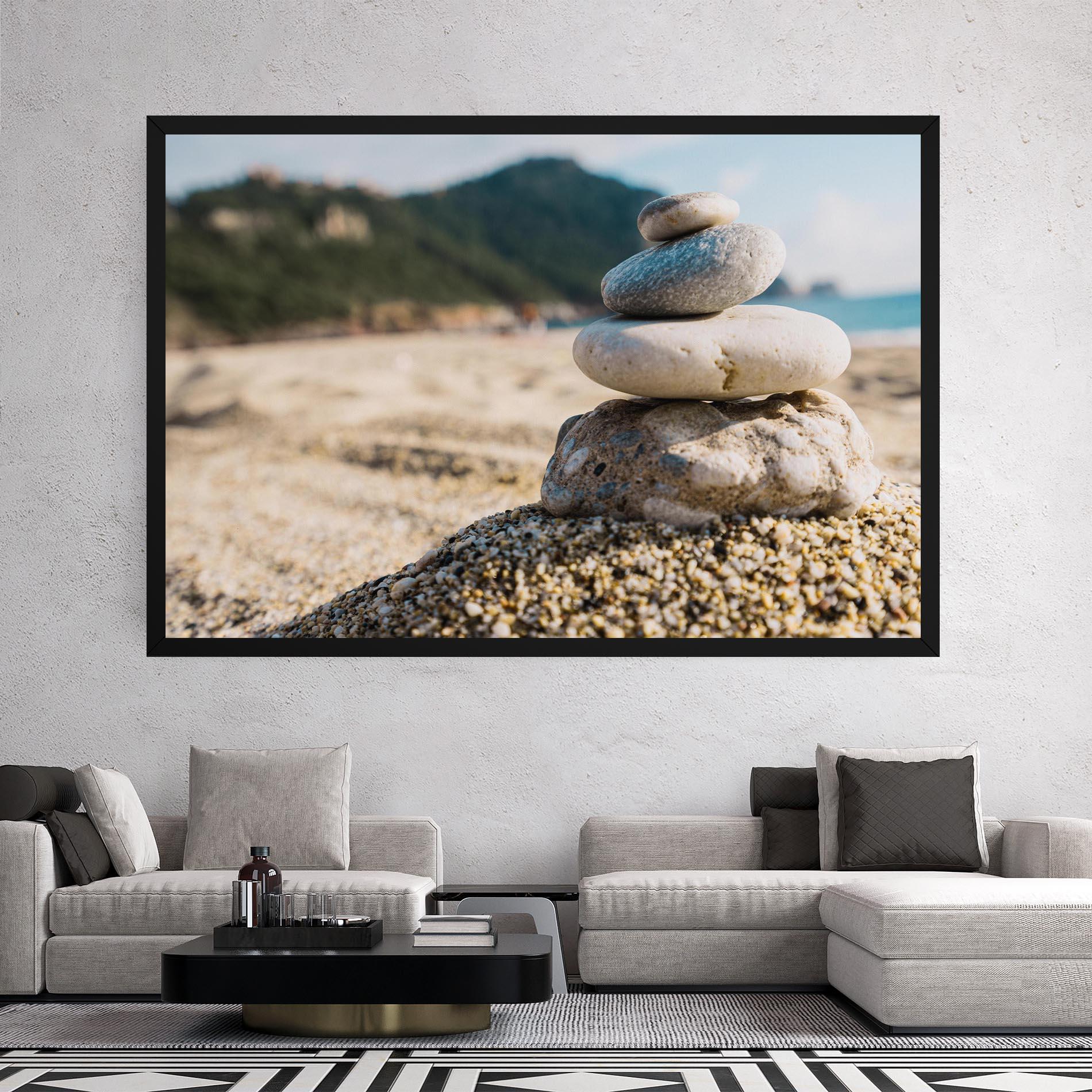 Leinwandbild Pyramid Stones Beach mockup 2
