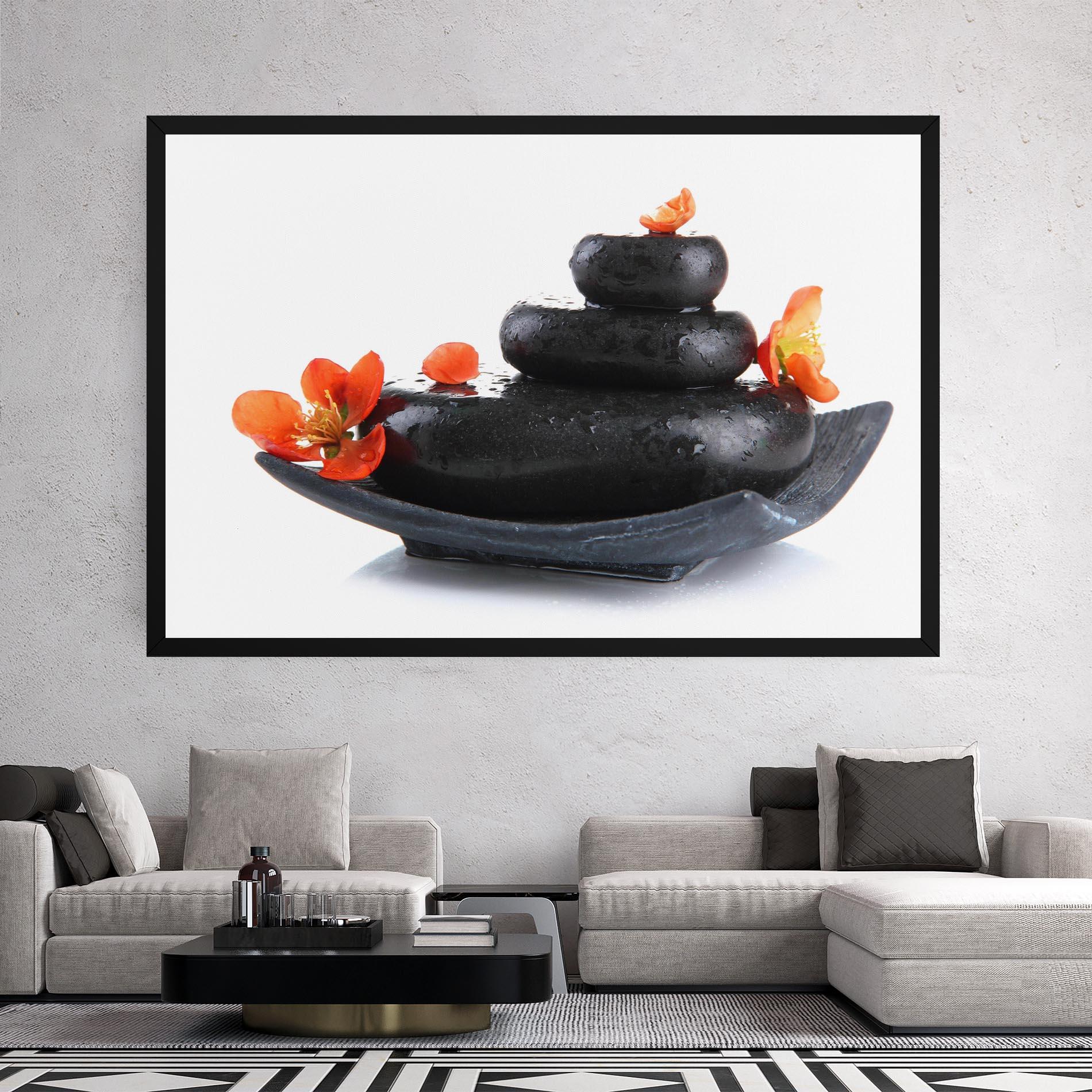 Leinwandbild Spa Stones Flowers mockup 2