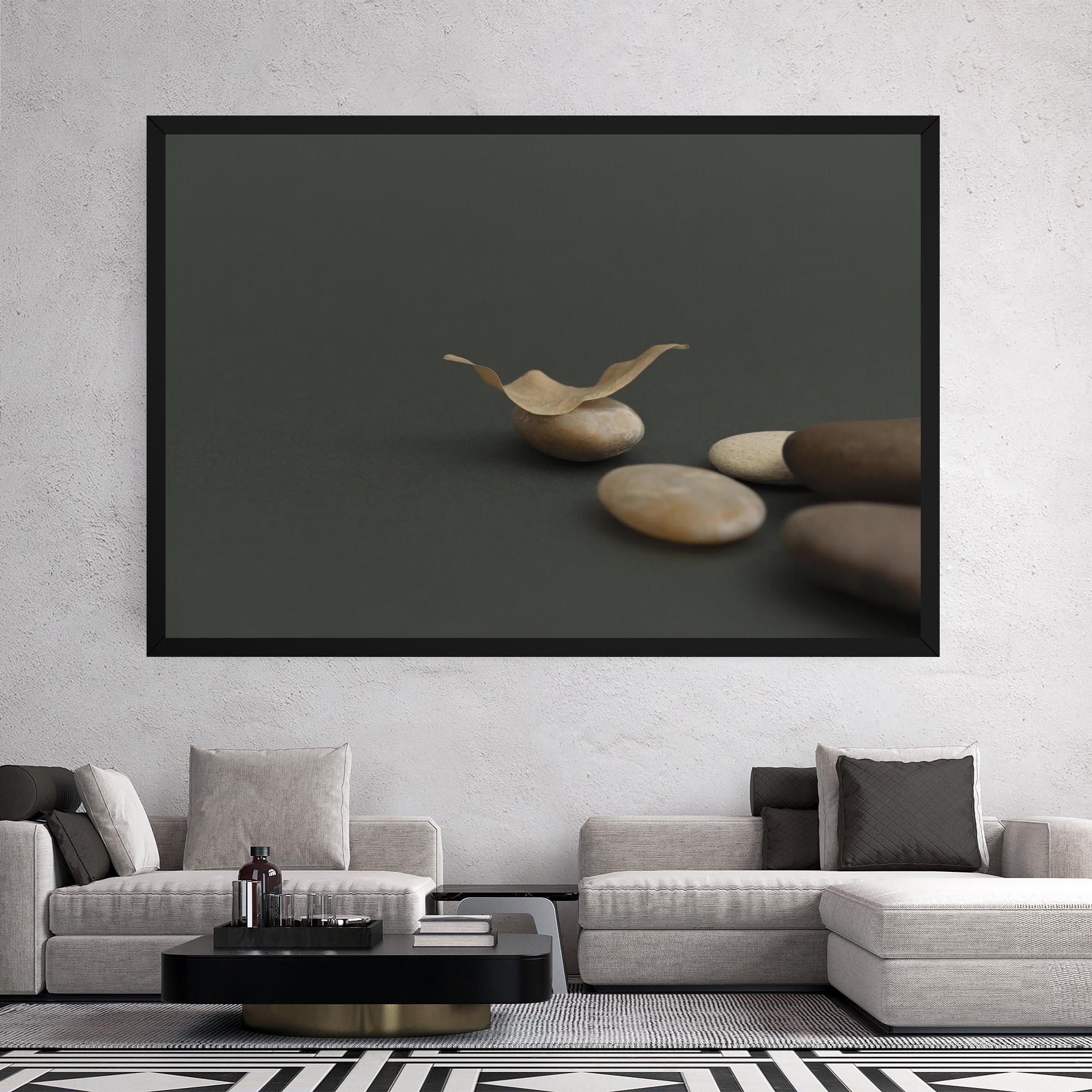 Leinwandbild Zen Stones On Green mockup 2