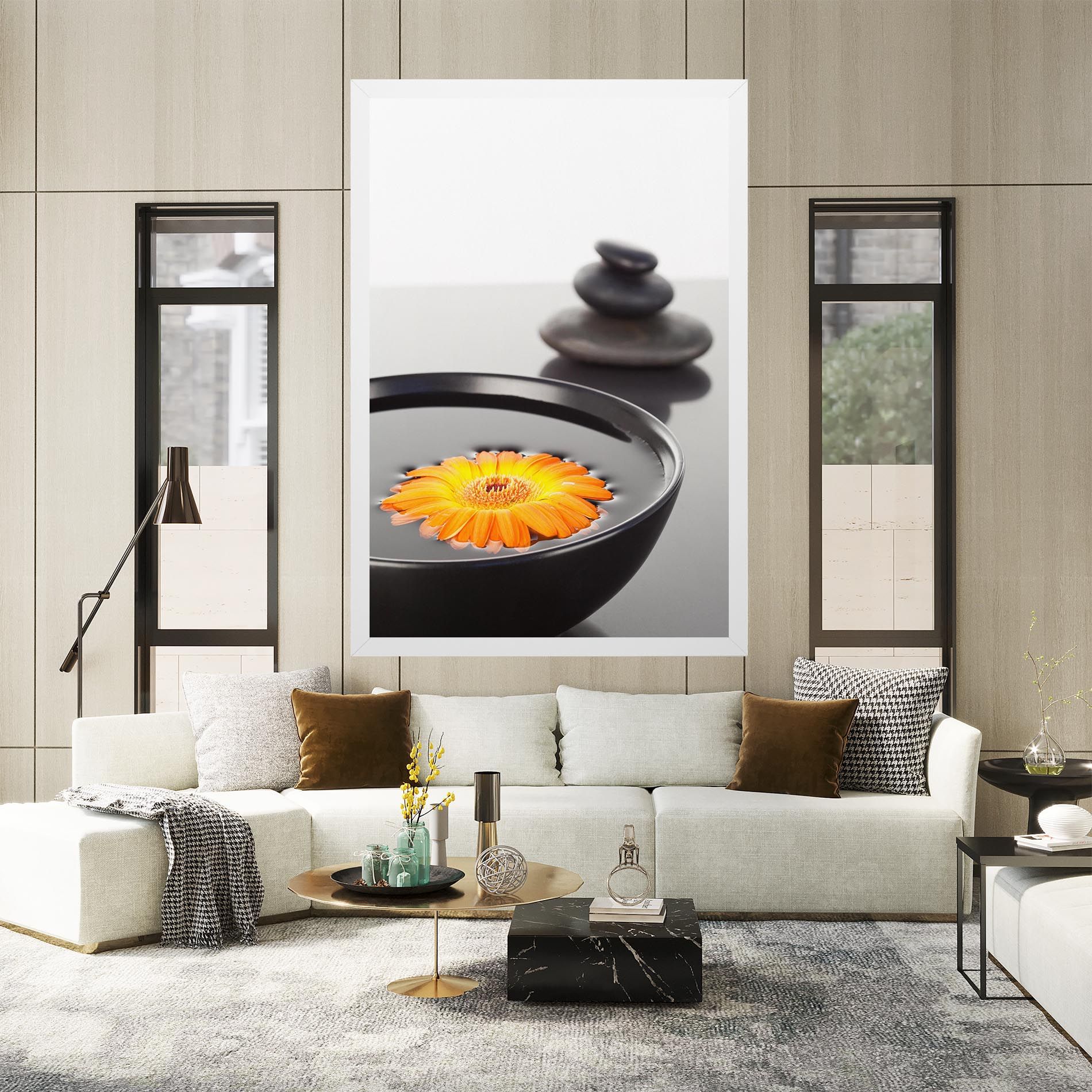 Stone Orange Flower mockup 2