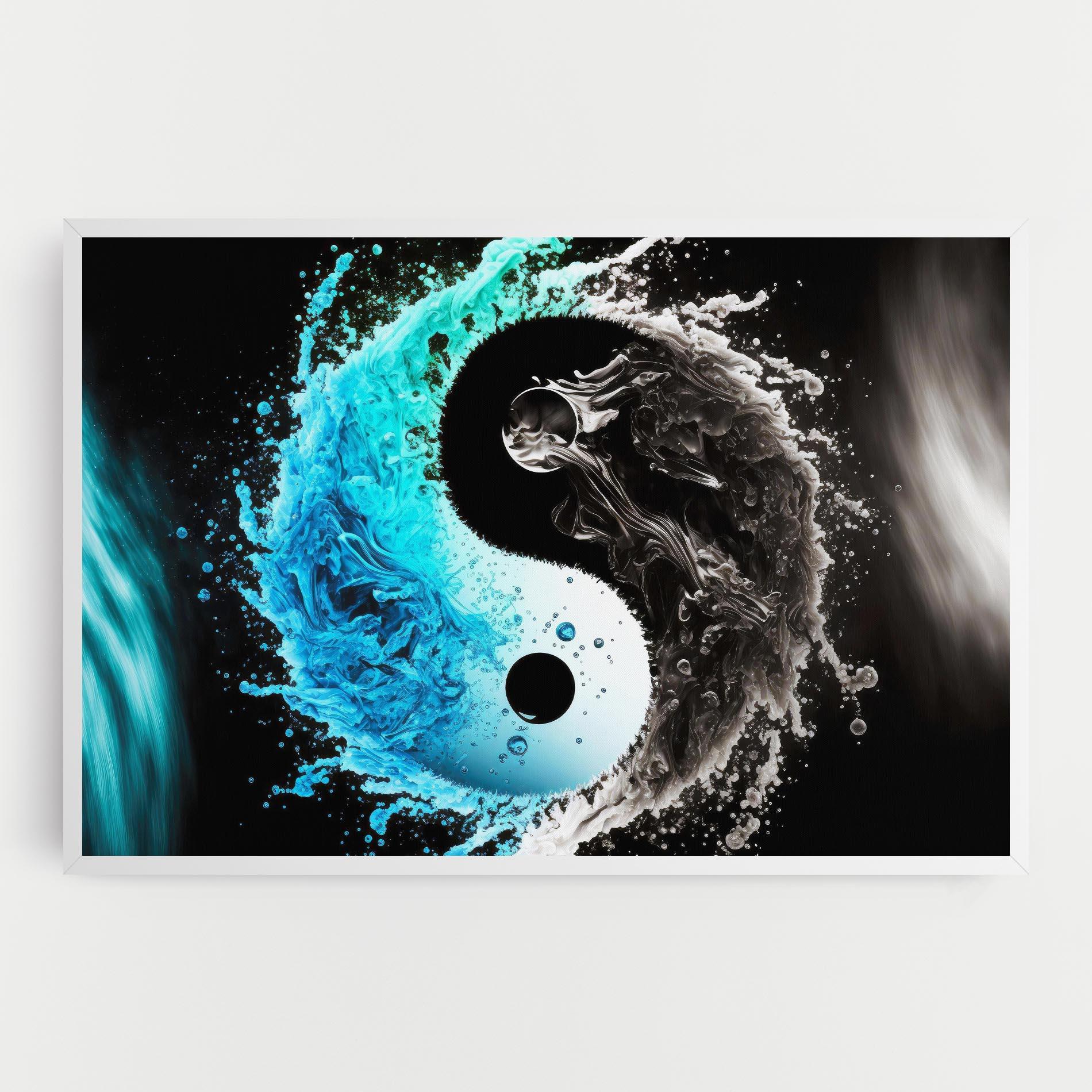 Leinwandbild Blue Black Yinyang mockup 0