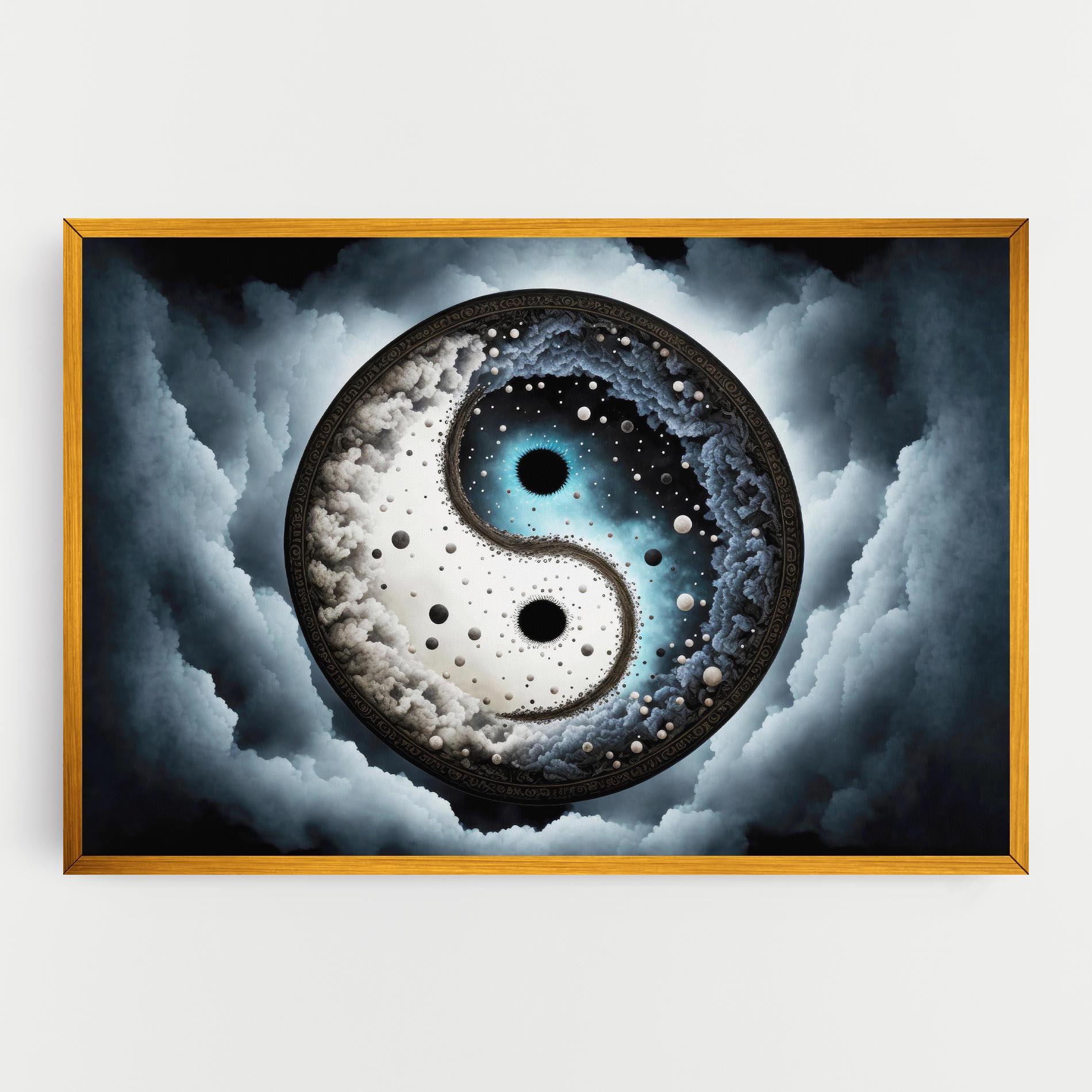 Leinwandbild Black Blue Yinyang mockup 0
