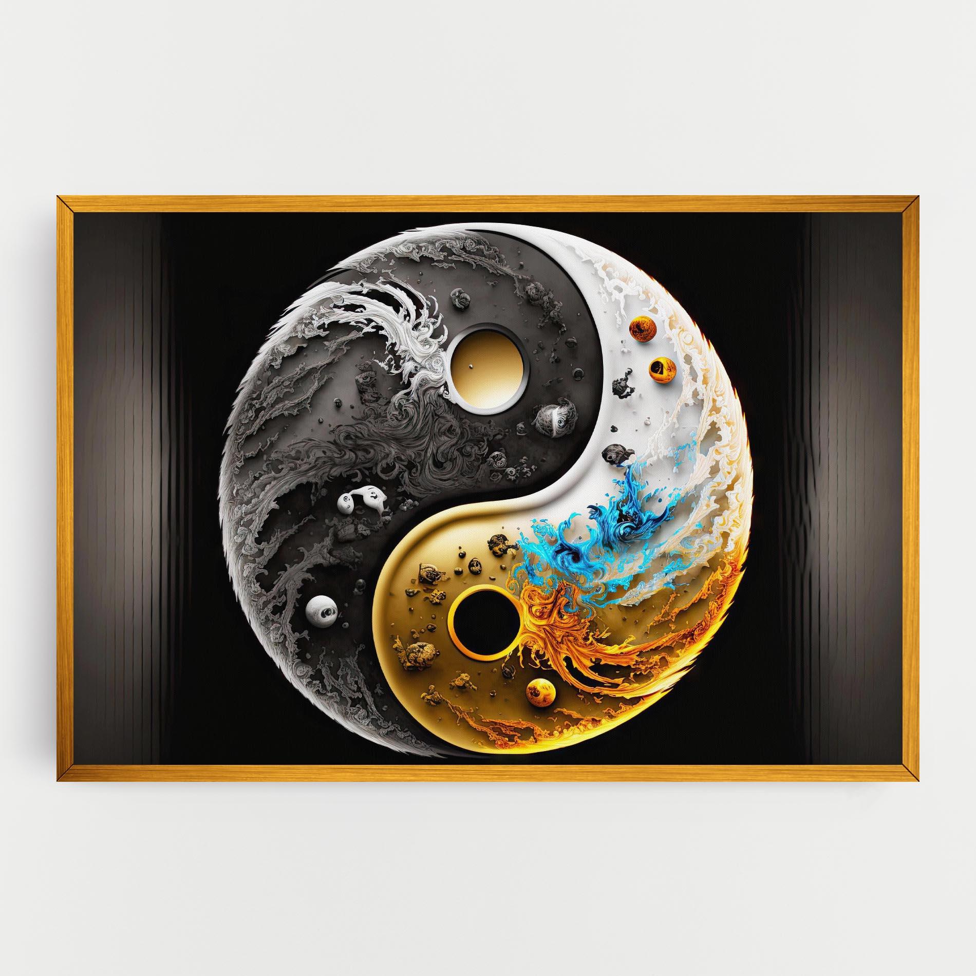 Leinwandbild Black Yellow Yinyang mockup 0