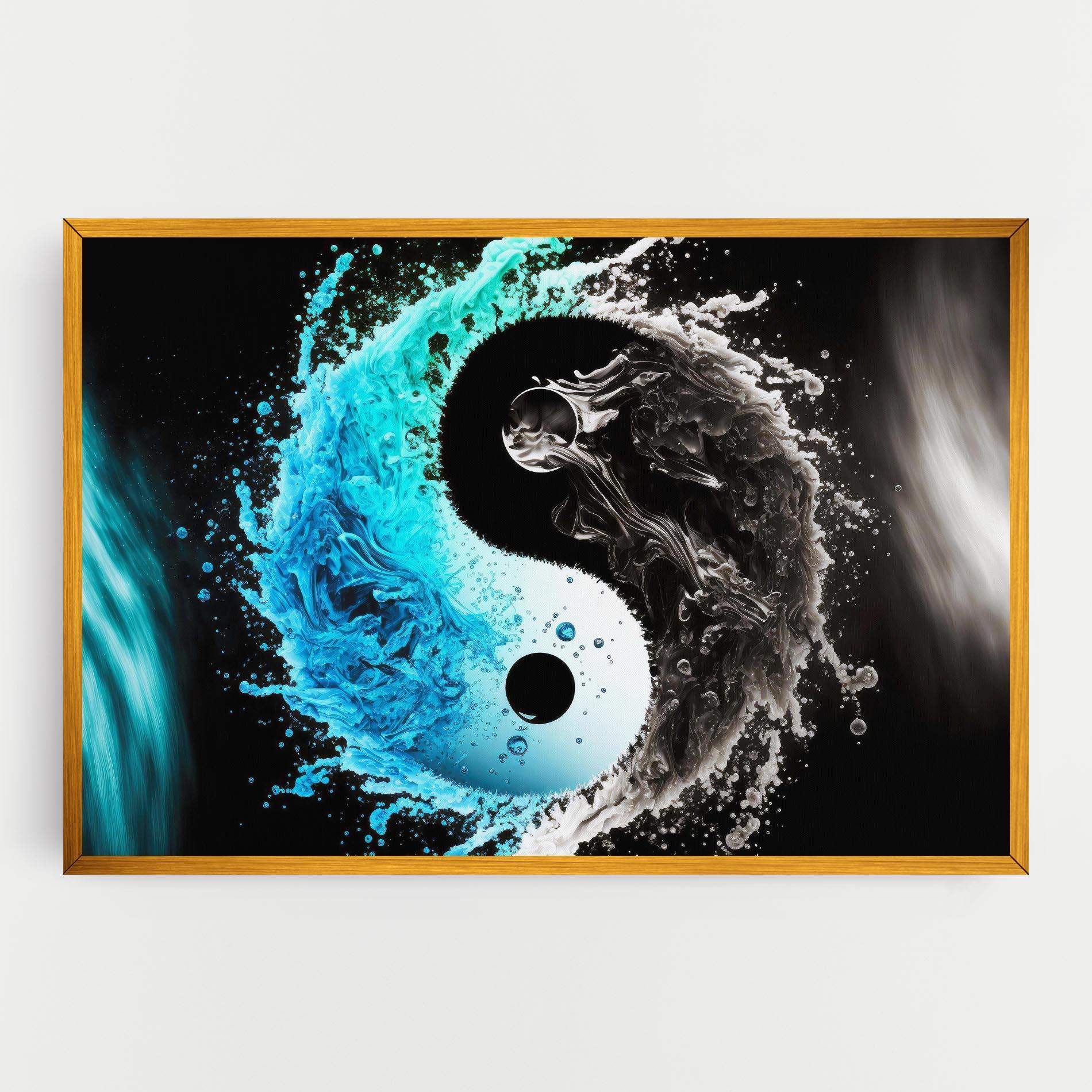Leinwandbild Blue Black Yinyang mockup 0