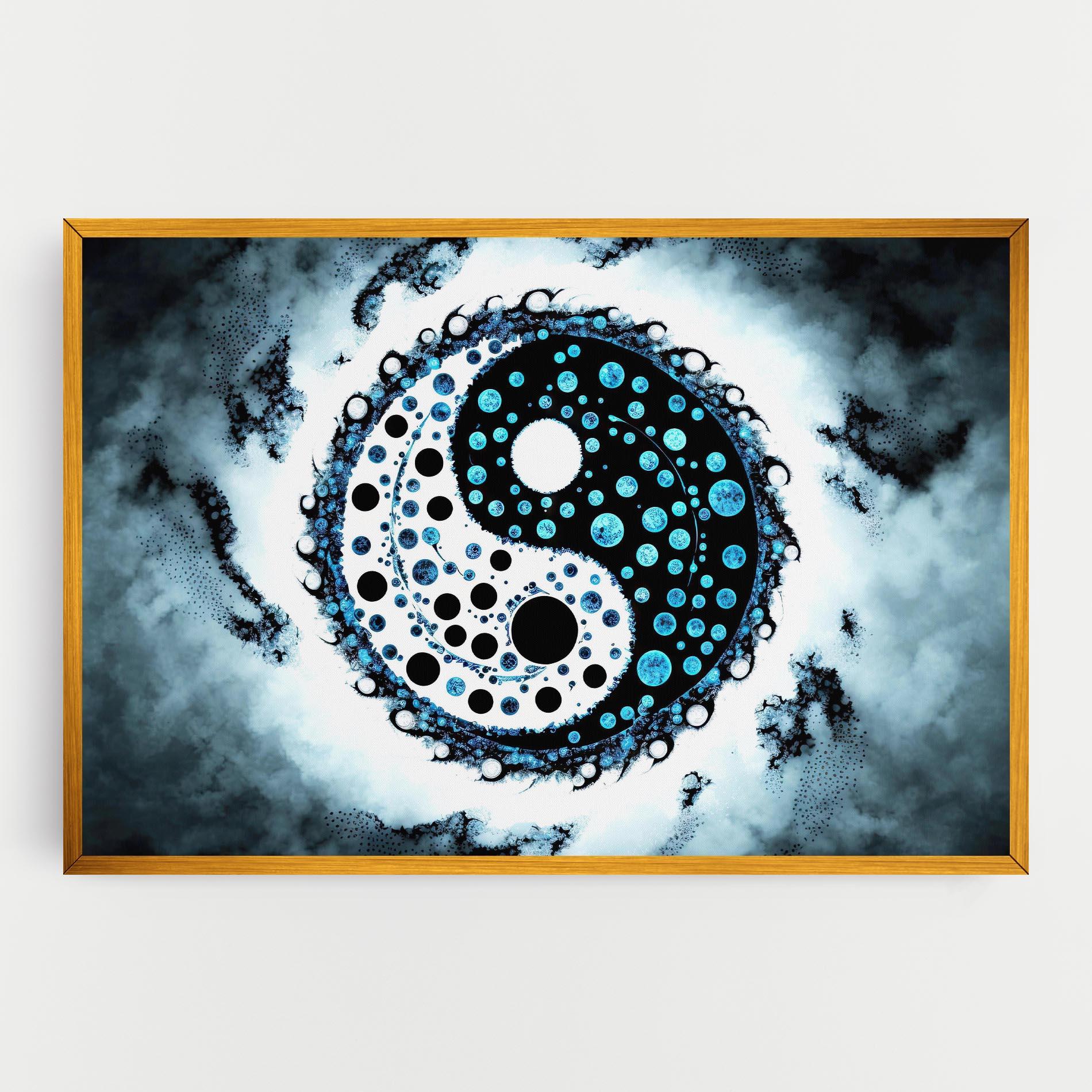 Leinwandbild Blue White Yinyang mockup 0