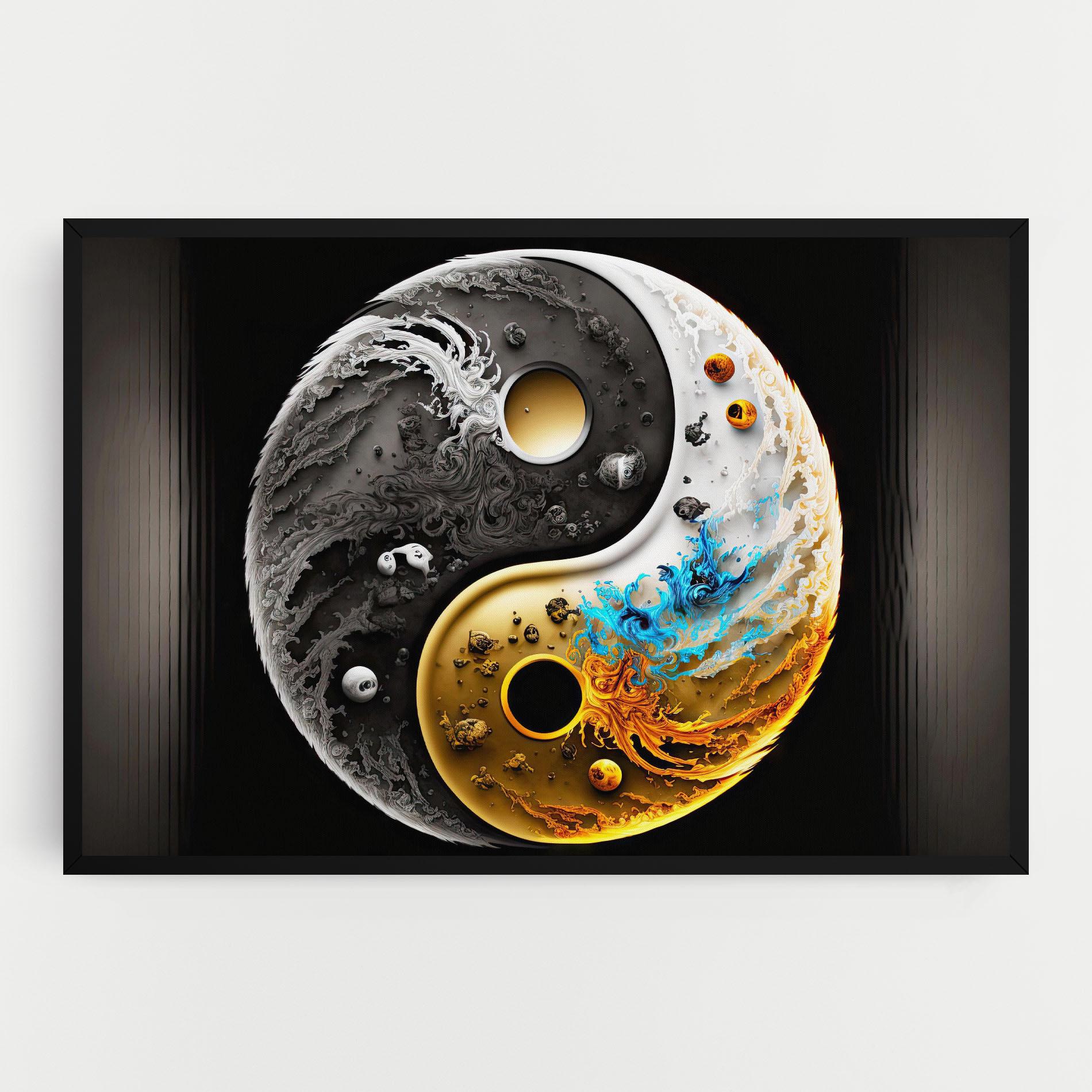 Leinwandbild Black Yellow Yinyang mockup 0