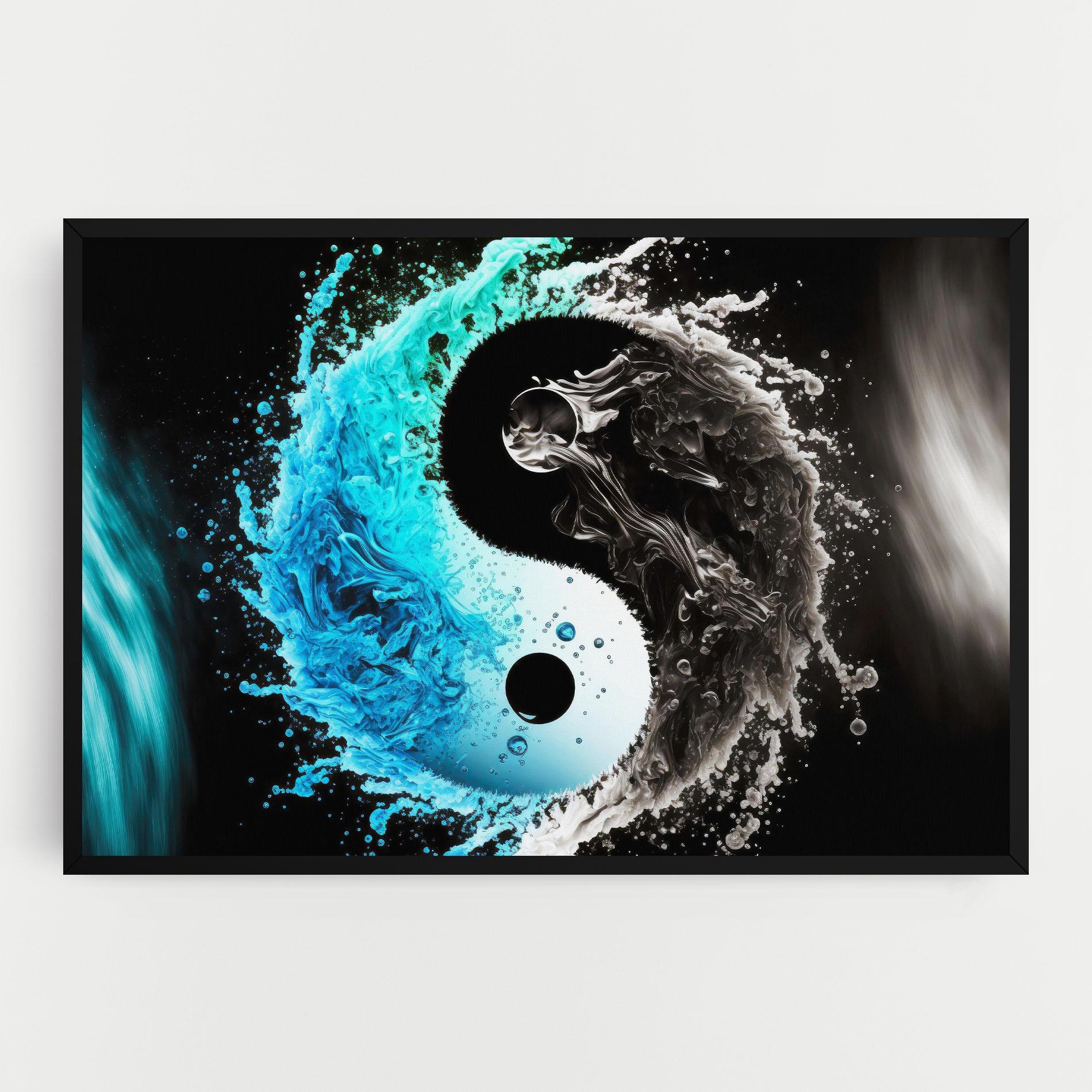 Leinwandbild Blue Black Yinyang mockup 0