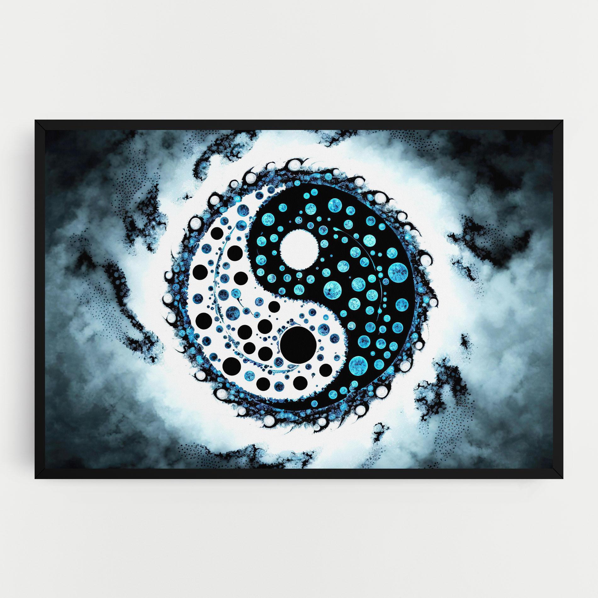 Leinwandbild Blue White Yinyang mockup 0