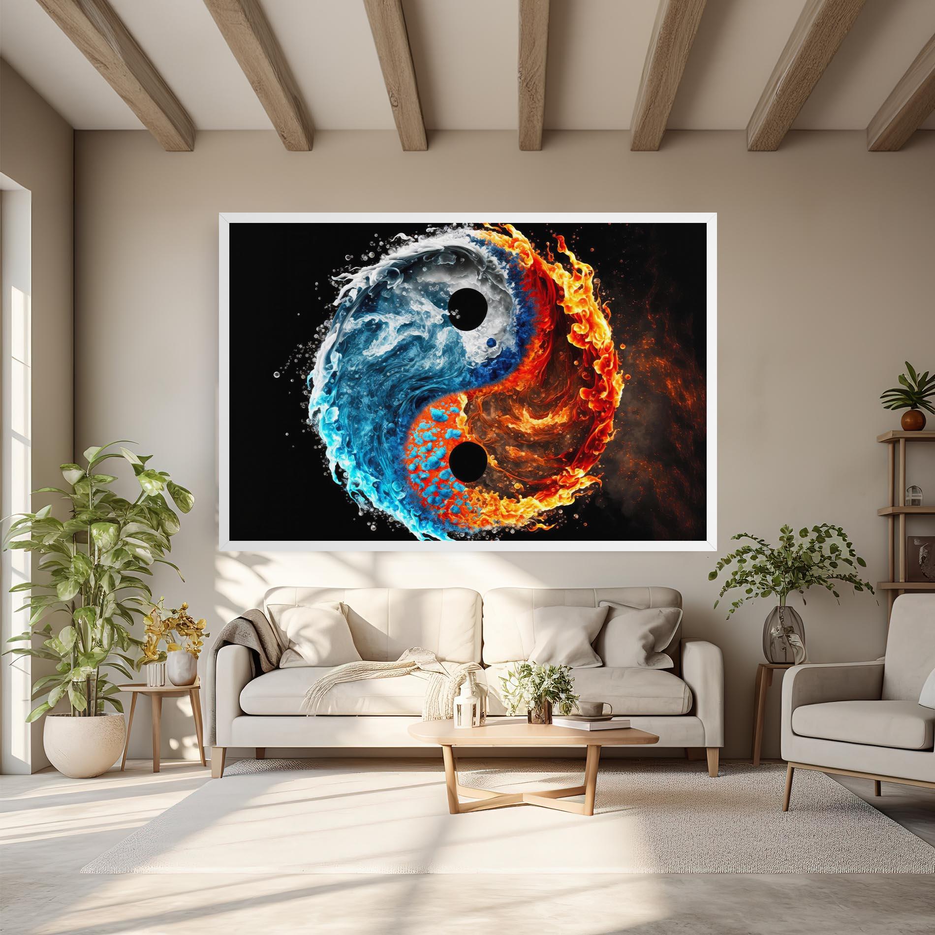 Leinwandbild Fire Water Yin Yang mockup 6