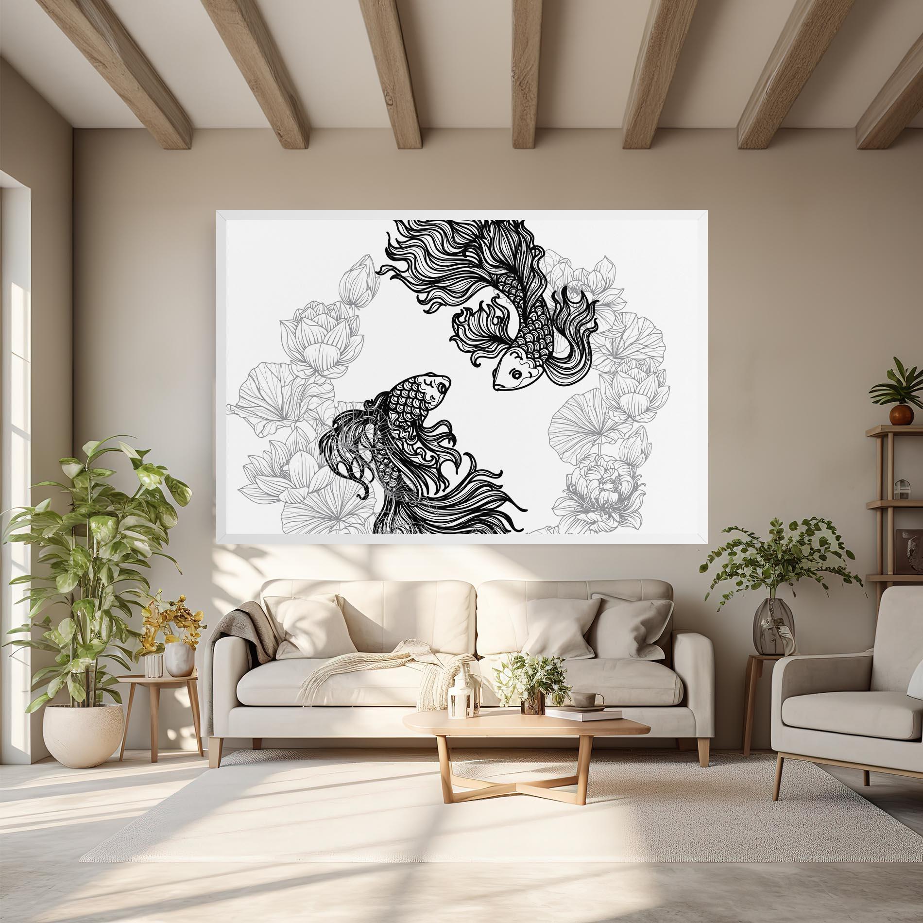 Leinwandbild Fish Yinyang mockup 6