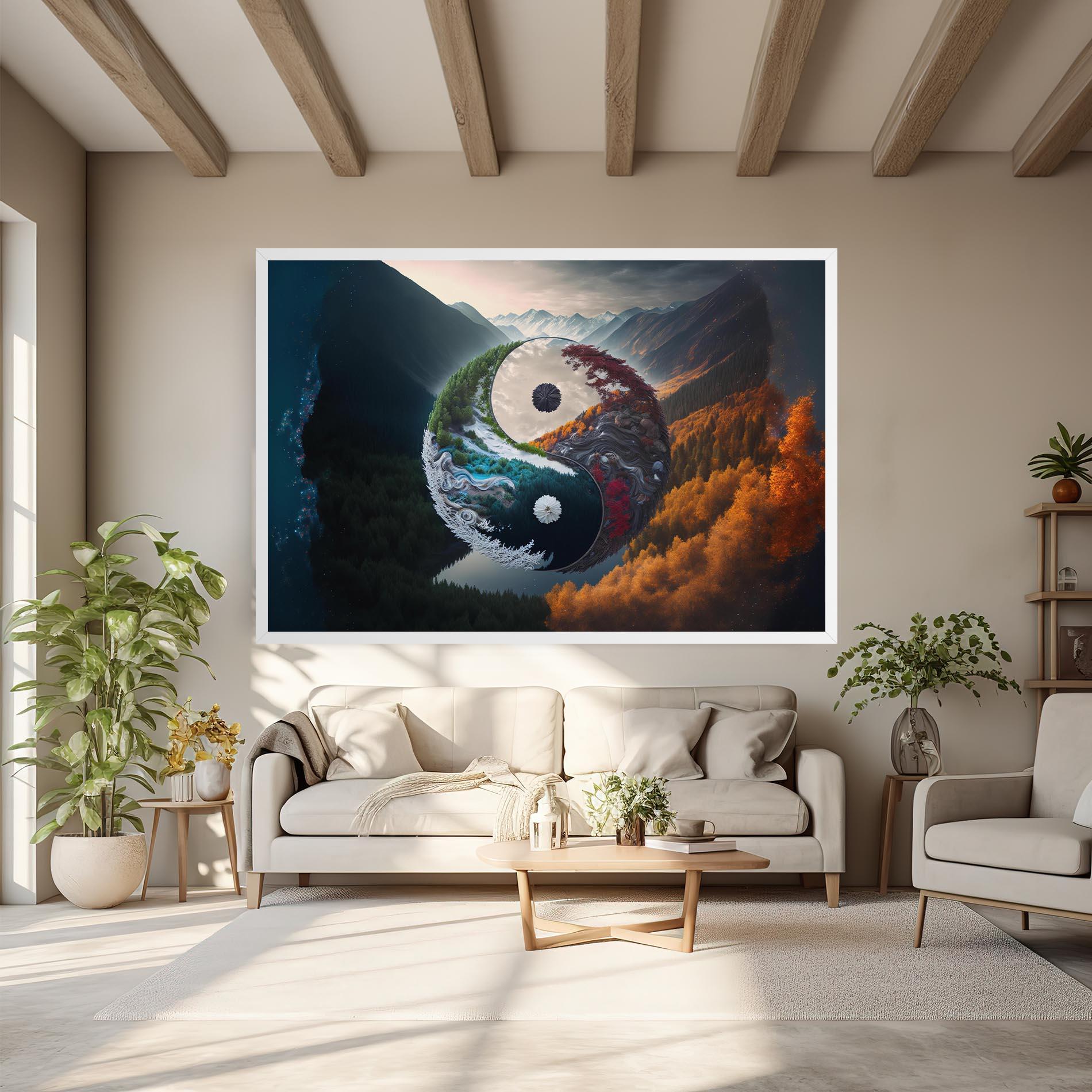 Leinwandbild Mountain Yinyang mockup 6